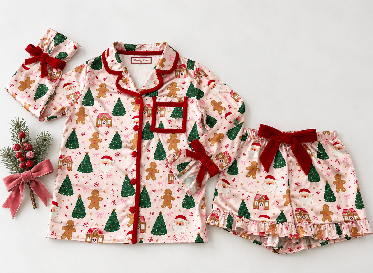 Satin Loungewear Set - Santa's Sweet Shop (Pre-Order ships early November)