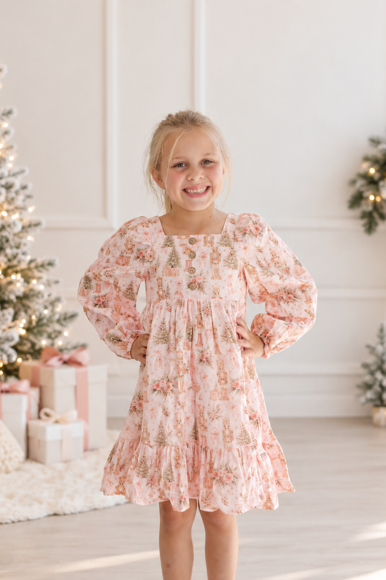 Puff Sleeve Gauze Dress - Nutcracker Bloom (Pre-Order ships end of October)
