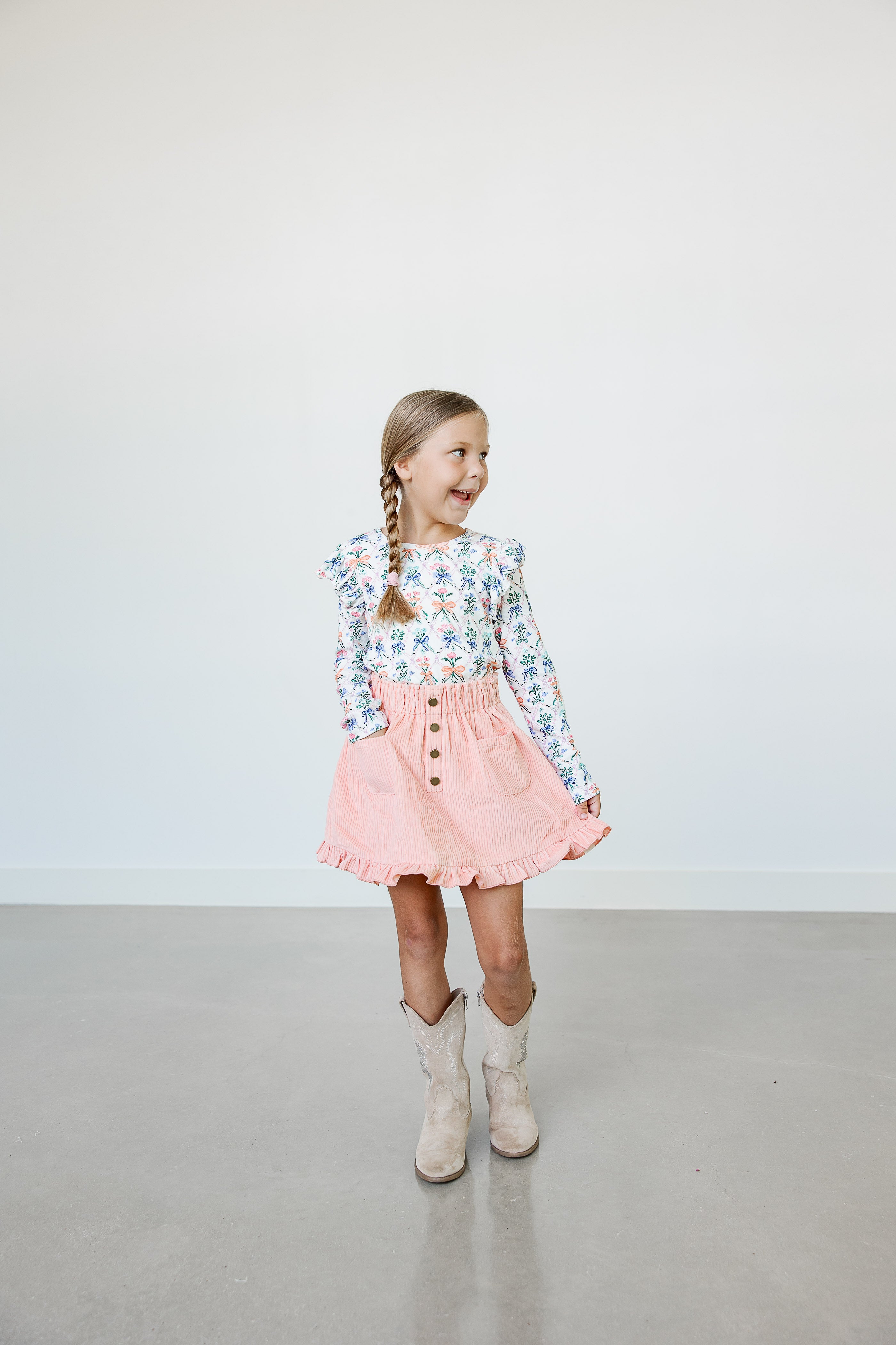 Vienna Corduroy Skirt - Ribboned Wildflowers – Cheeky Plum