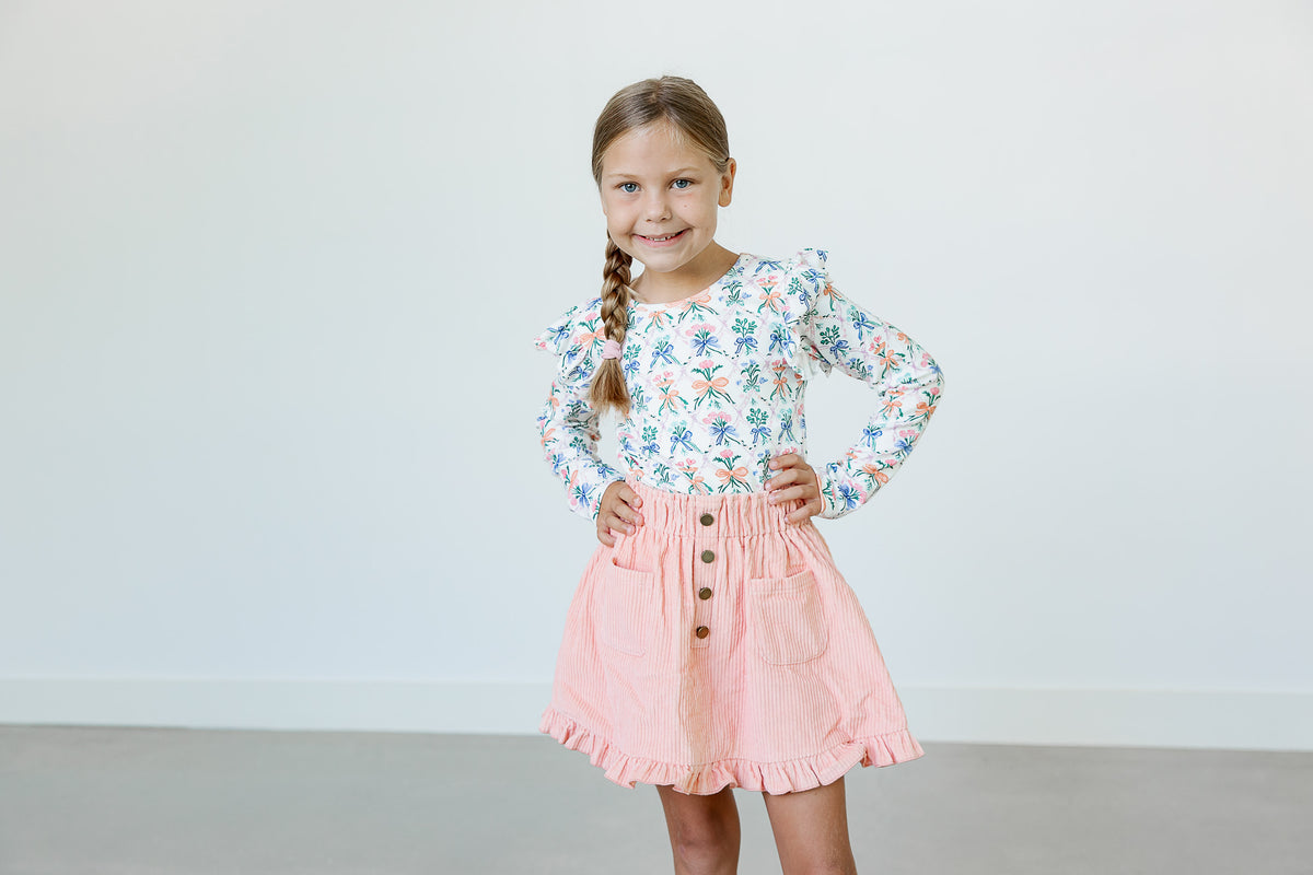 Vienna Corduroy Skirt - Ribboned Wildflowers