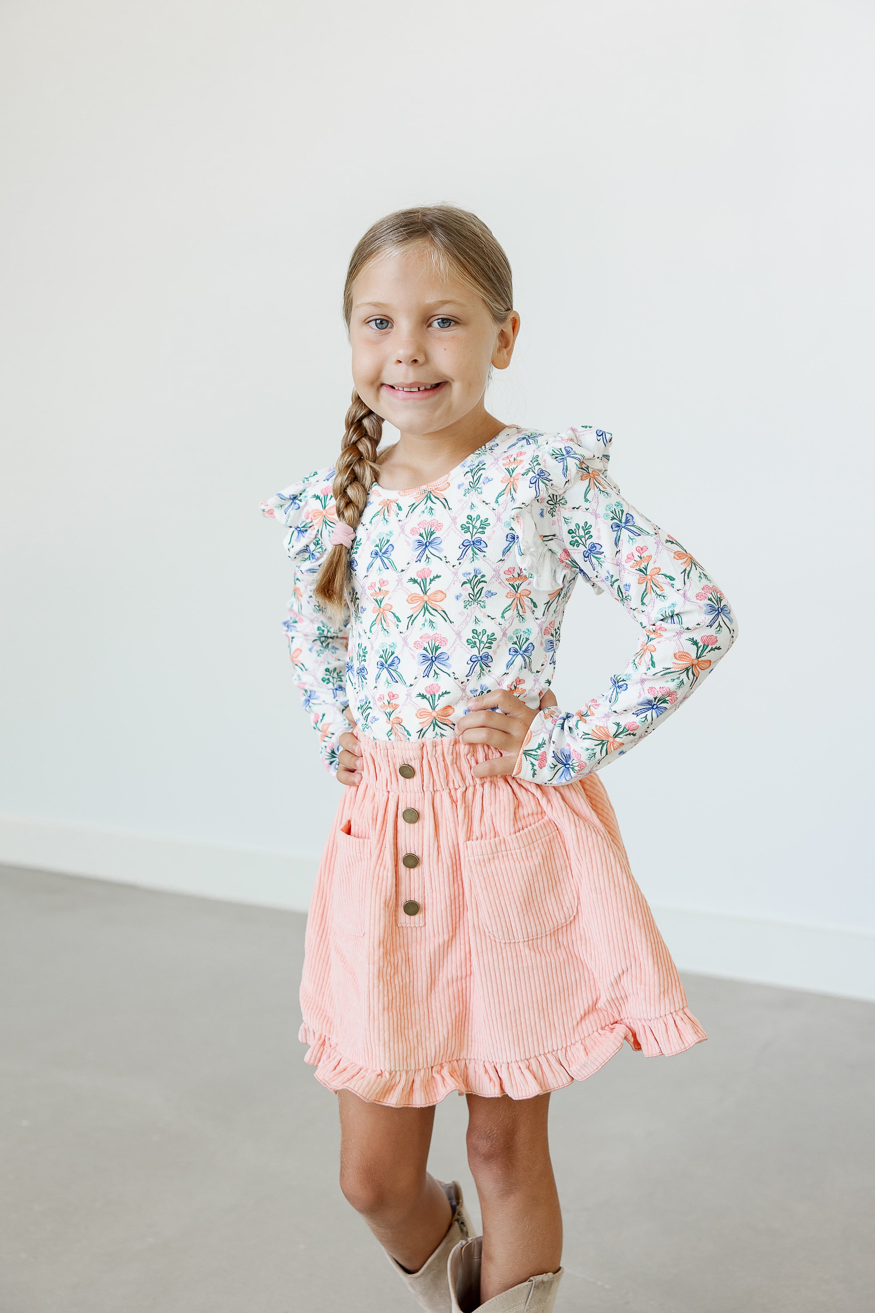 Vienna Corduroy Skirt - Ribboned Wildflowers