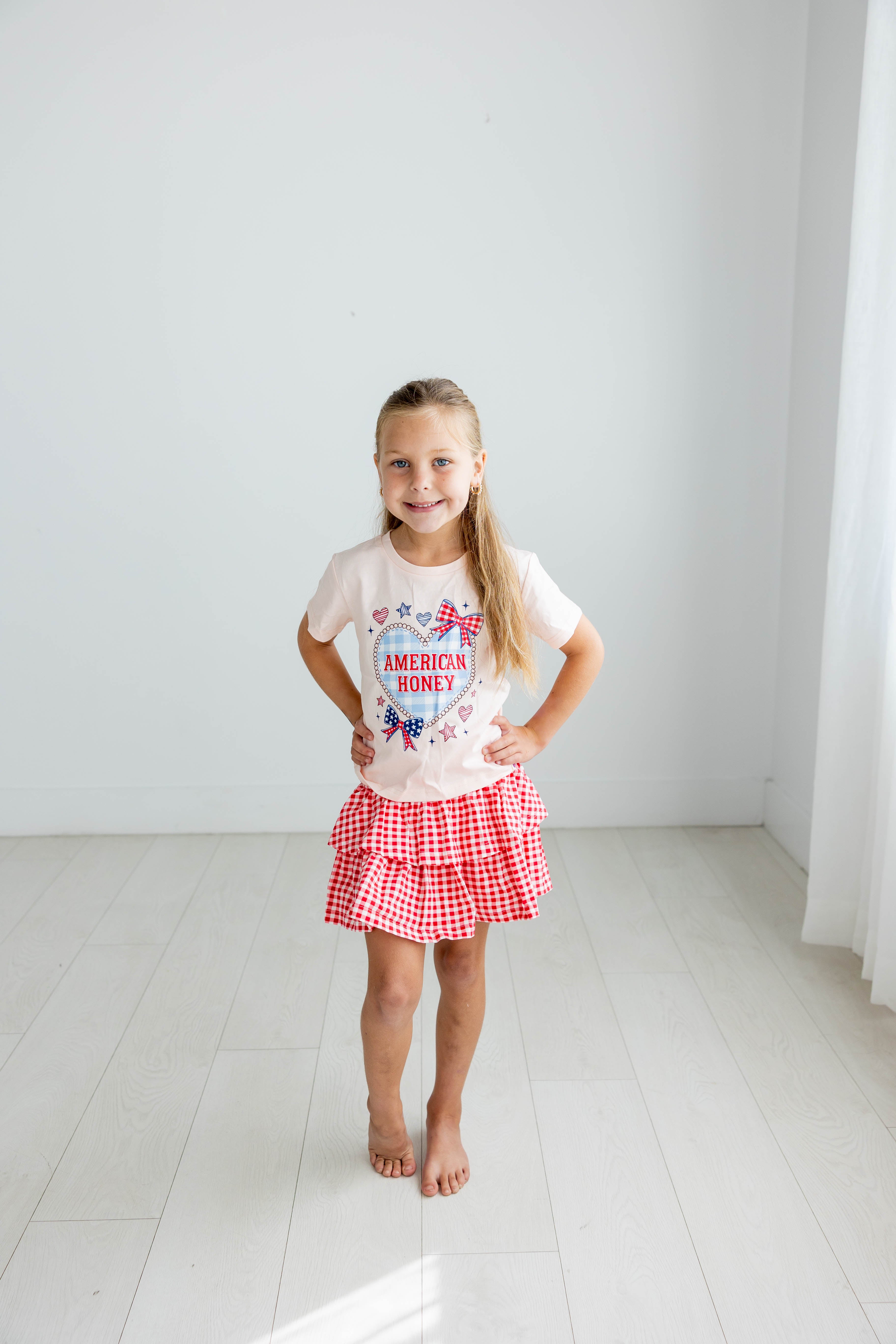 Graphic Tee - Gingham American Honey – Cheeky Plum