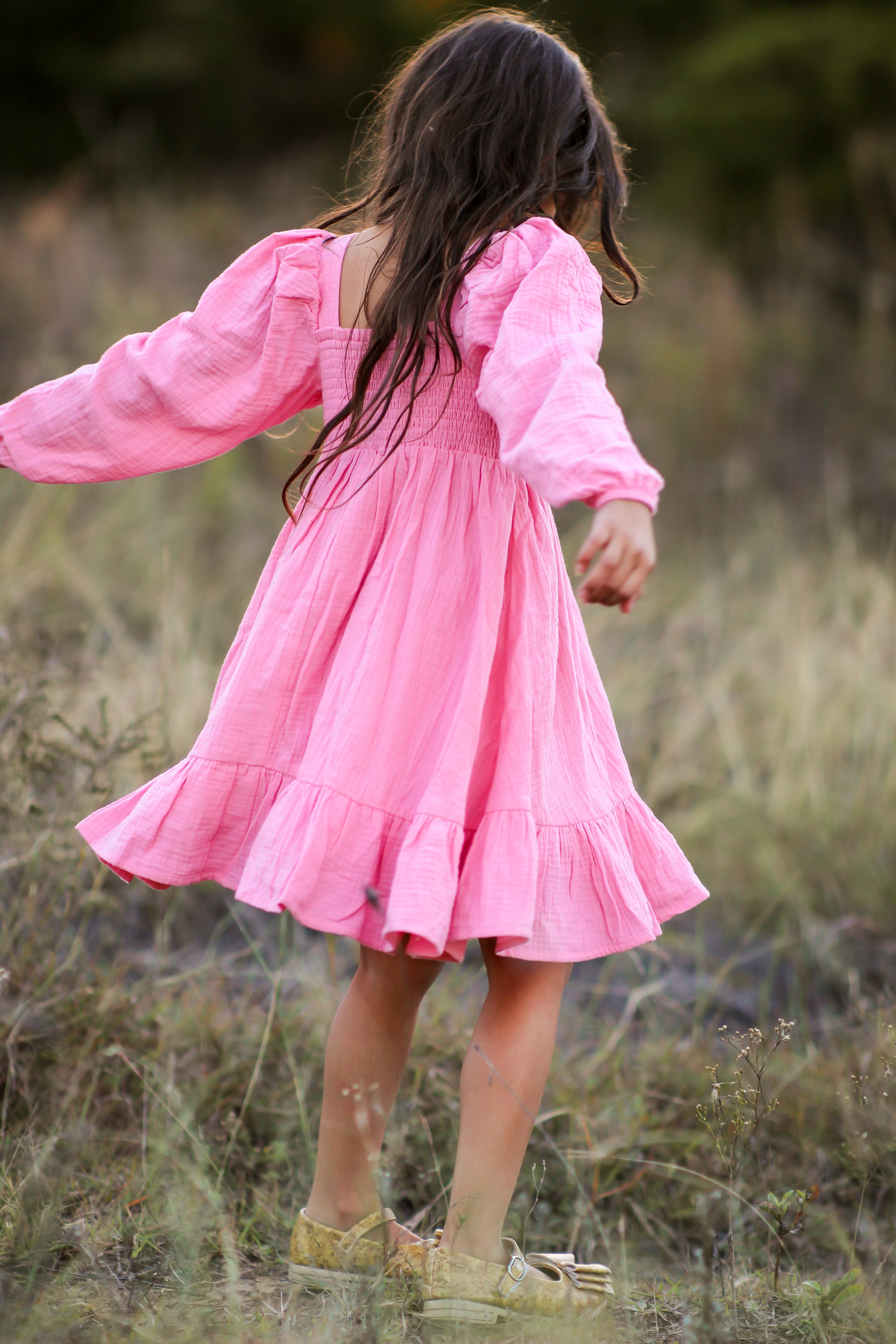 Puff Sleeve Gauze Dress - Rose