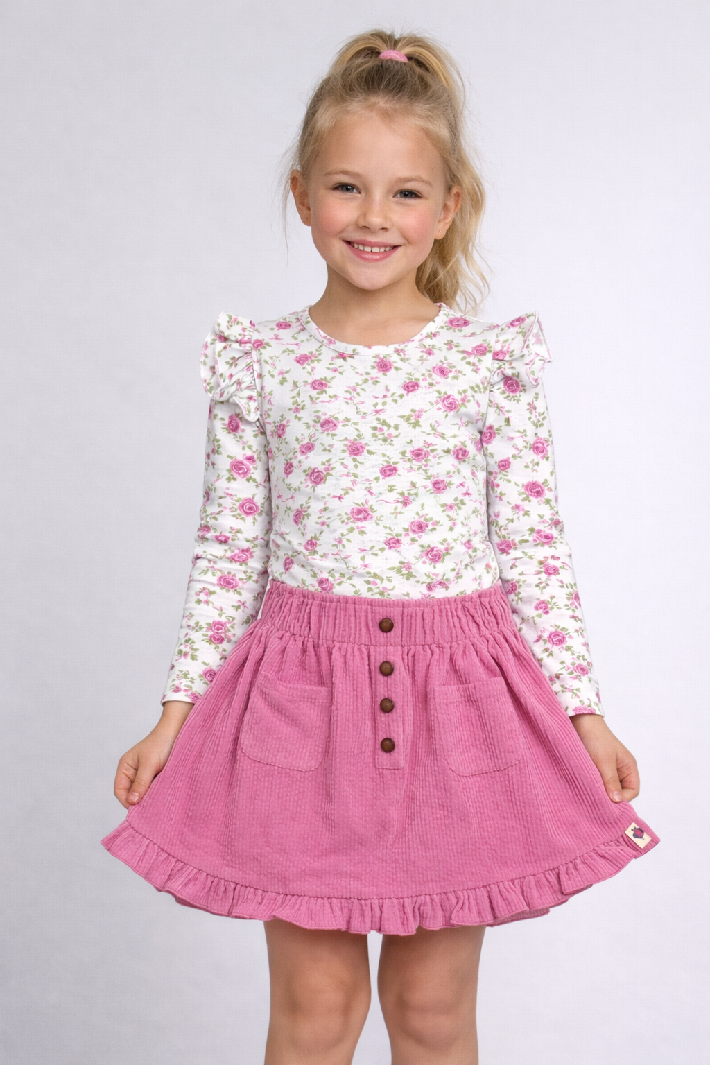 Ribbed Ruffle Top - Forever Florals