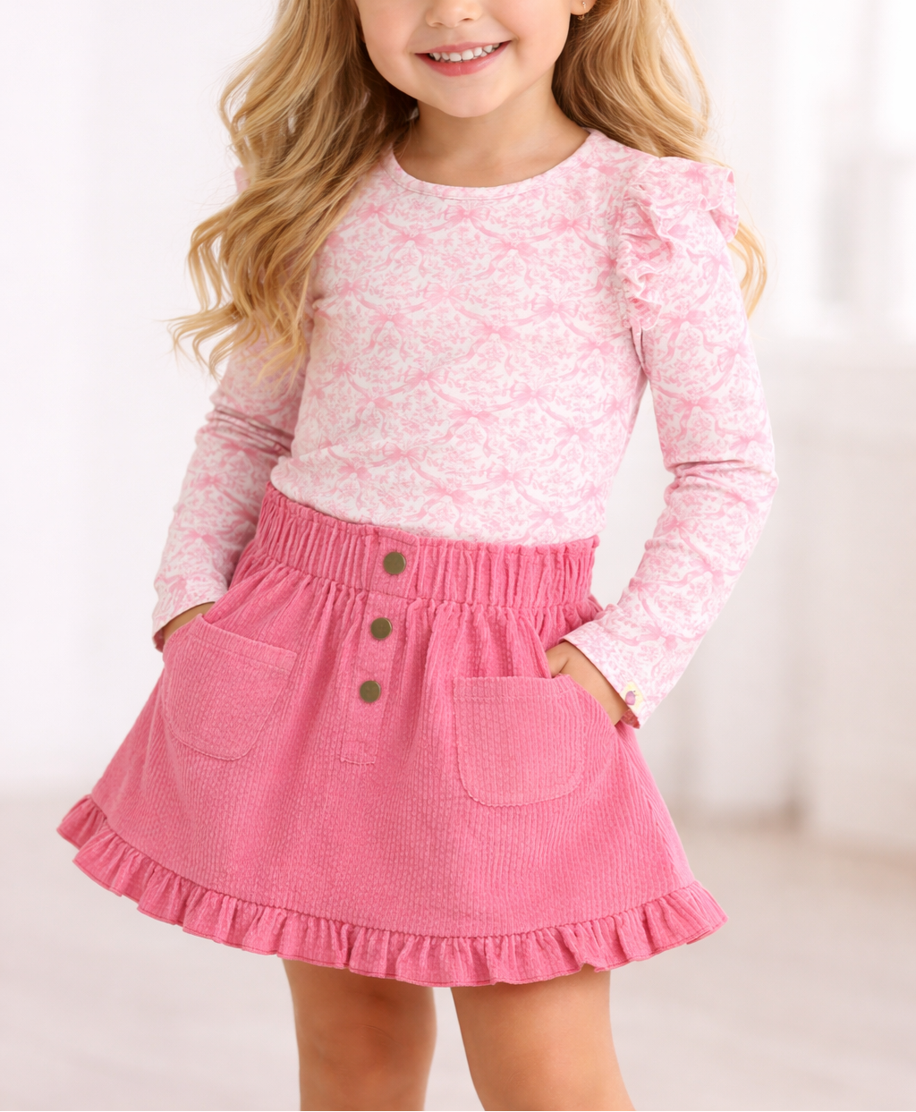Ribbed Ruffle Top - Heirloom Rose