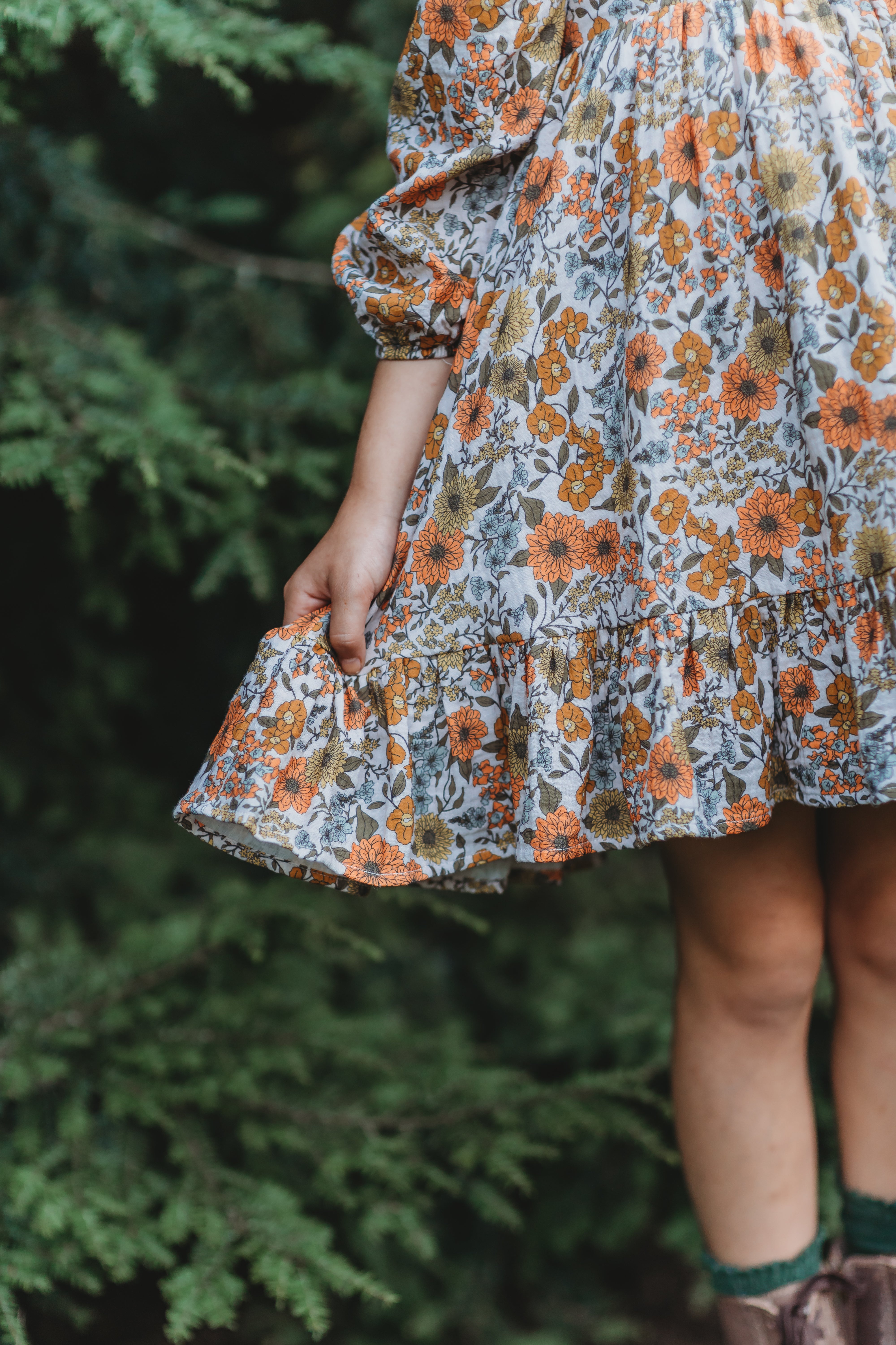 Puff Sleeve Gauze Dress - Marigold Meadow