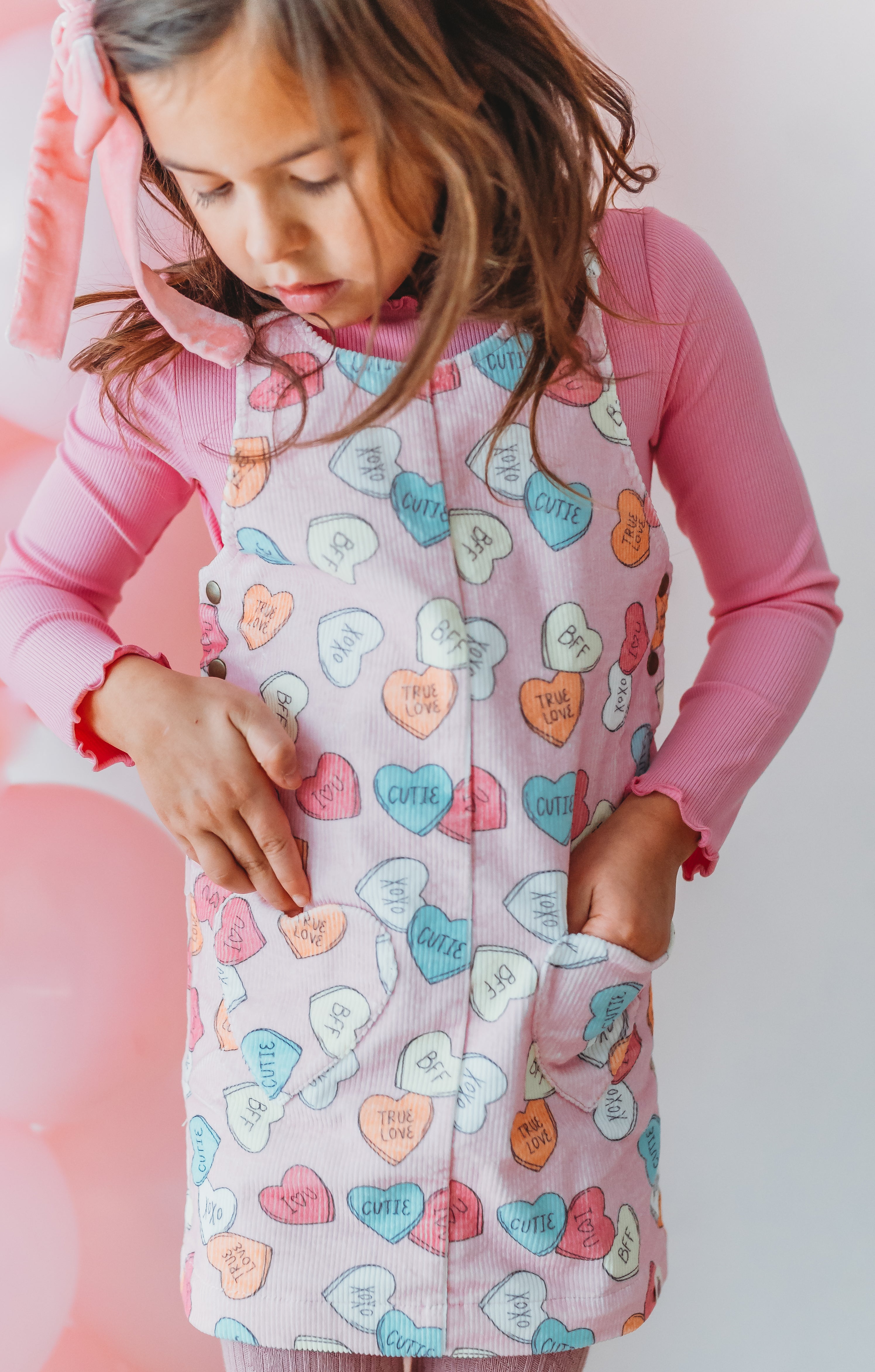 Parker Corduroy Jumper Set - Candy Hearts