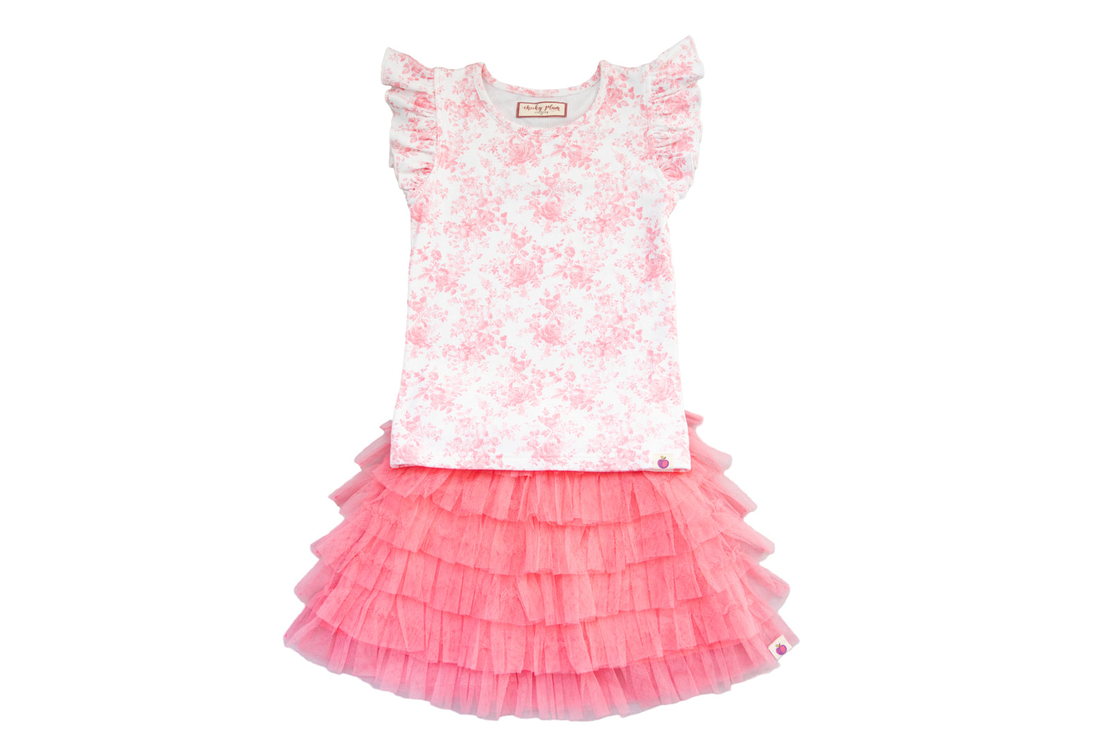 Ribbed Ruffle Top - Toile de Rose (Pre-Order)