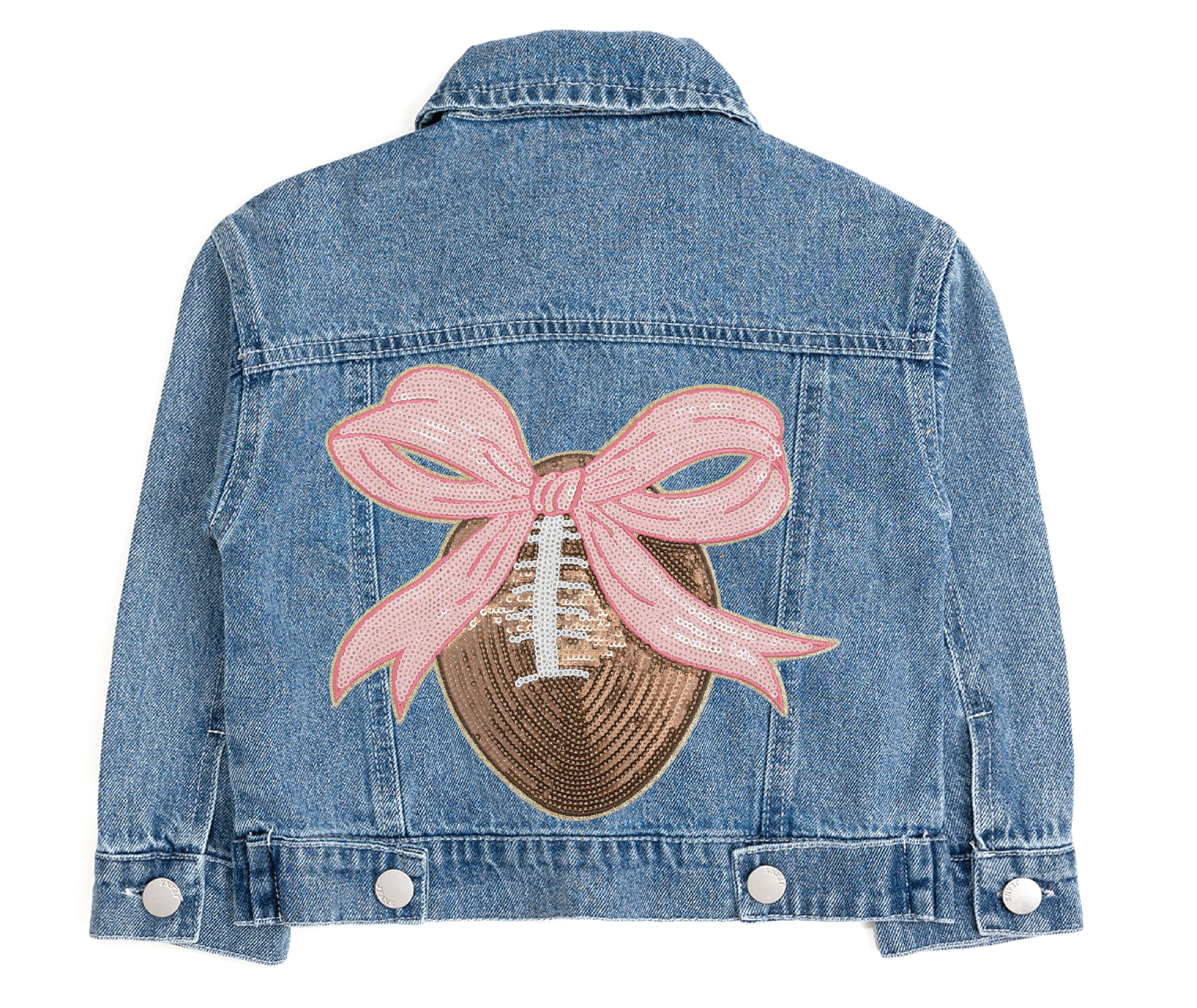 Sweet Wink Denim Jacket - Football Sequin Patch