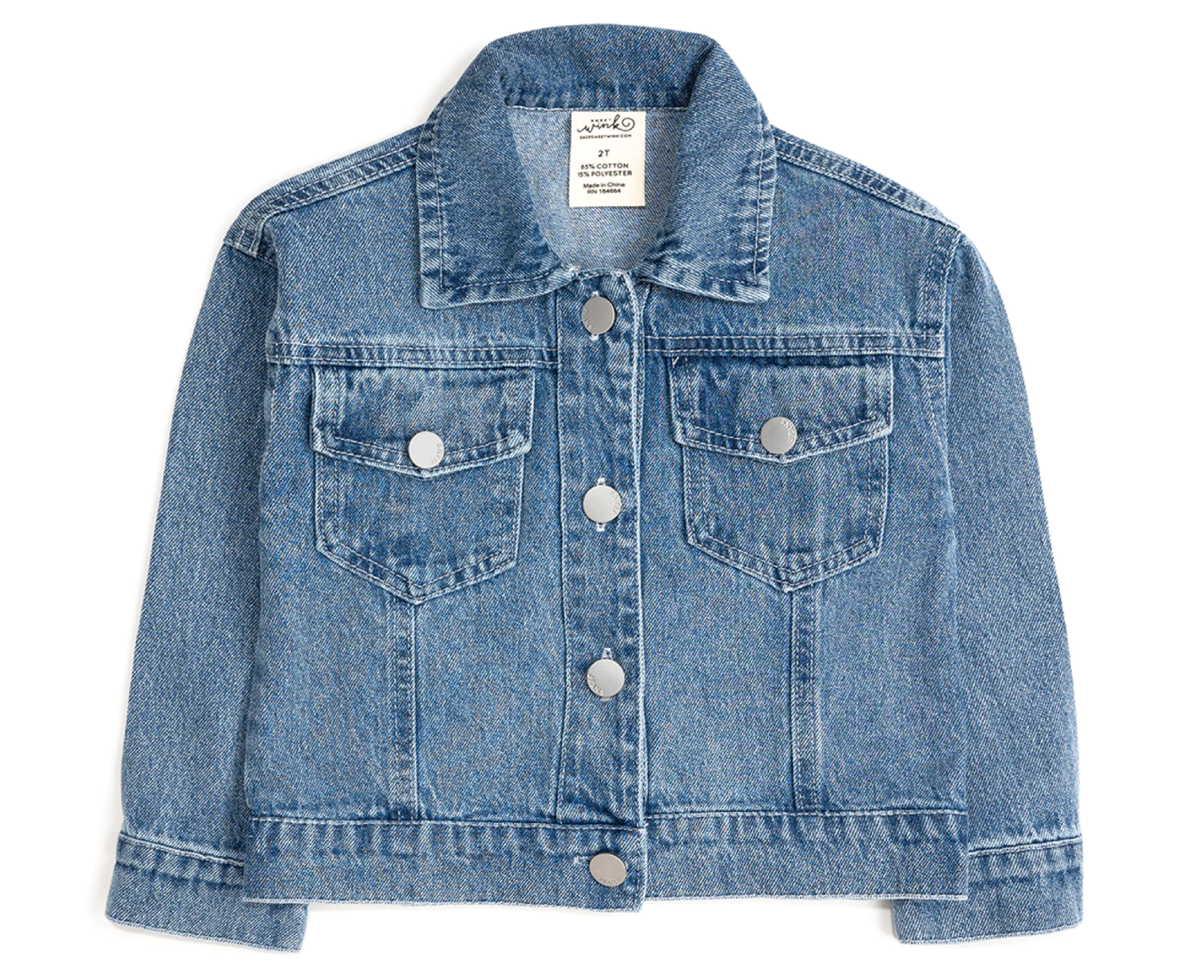 Sweet Wink Denim Jacket - Blue Plaid Bow Patch