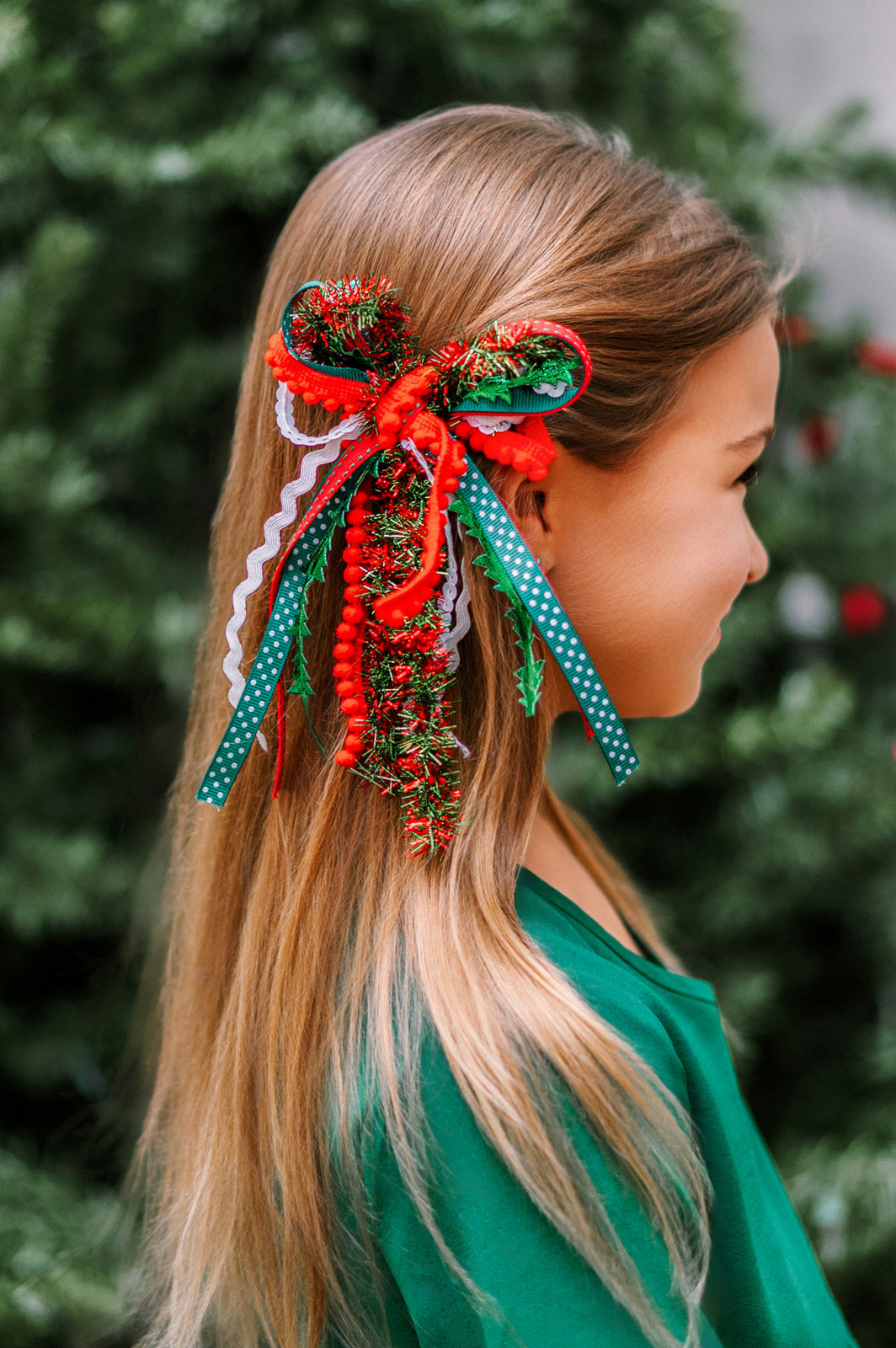 Textured Hair Bow - Christmas Classic