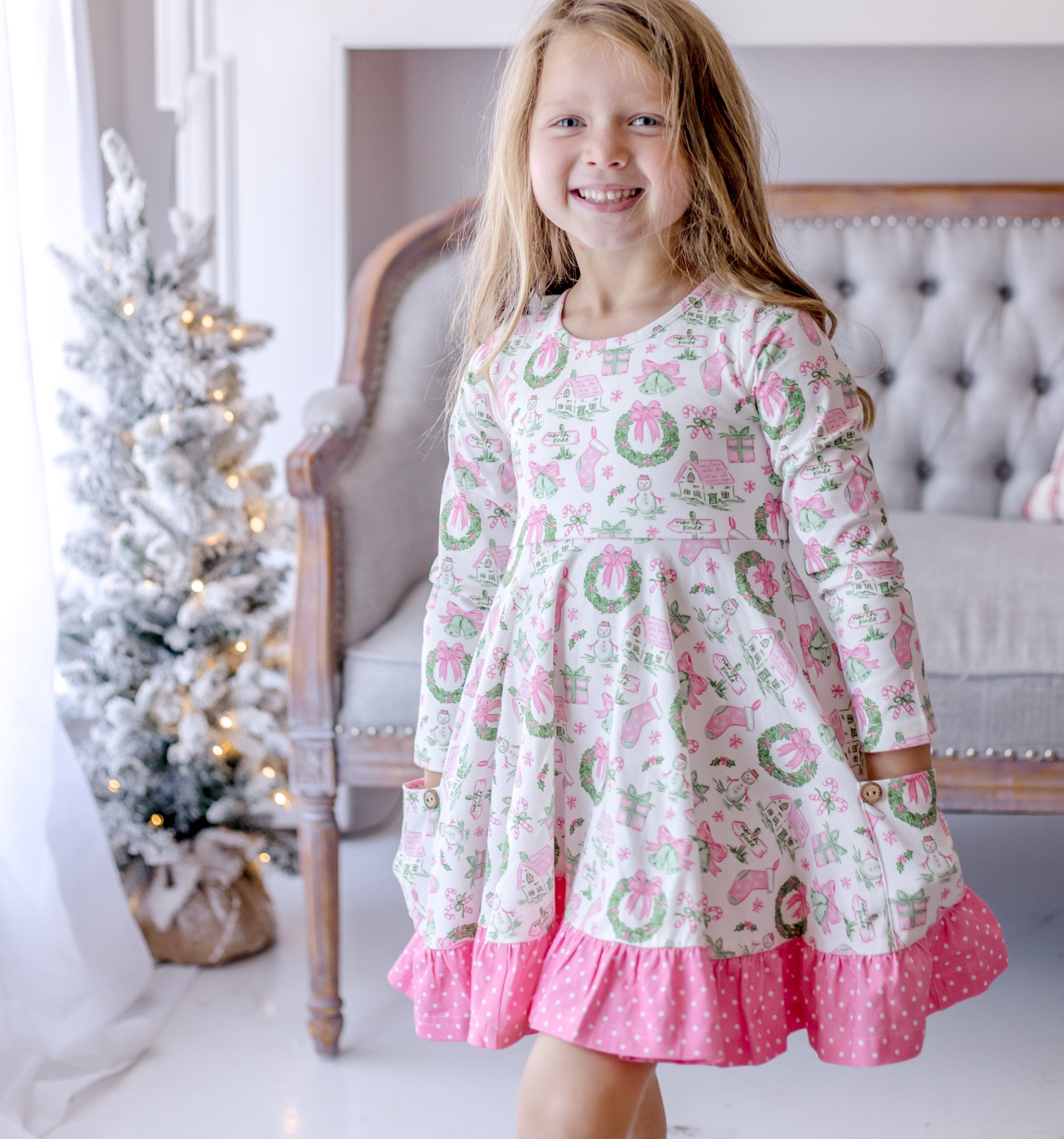 Elara Dress- Little Pink Christmas (PRE-ORDER)