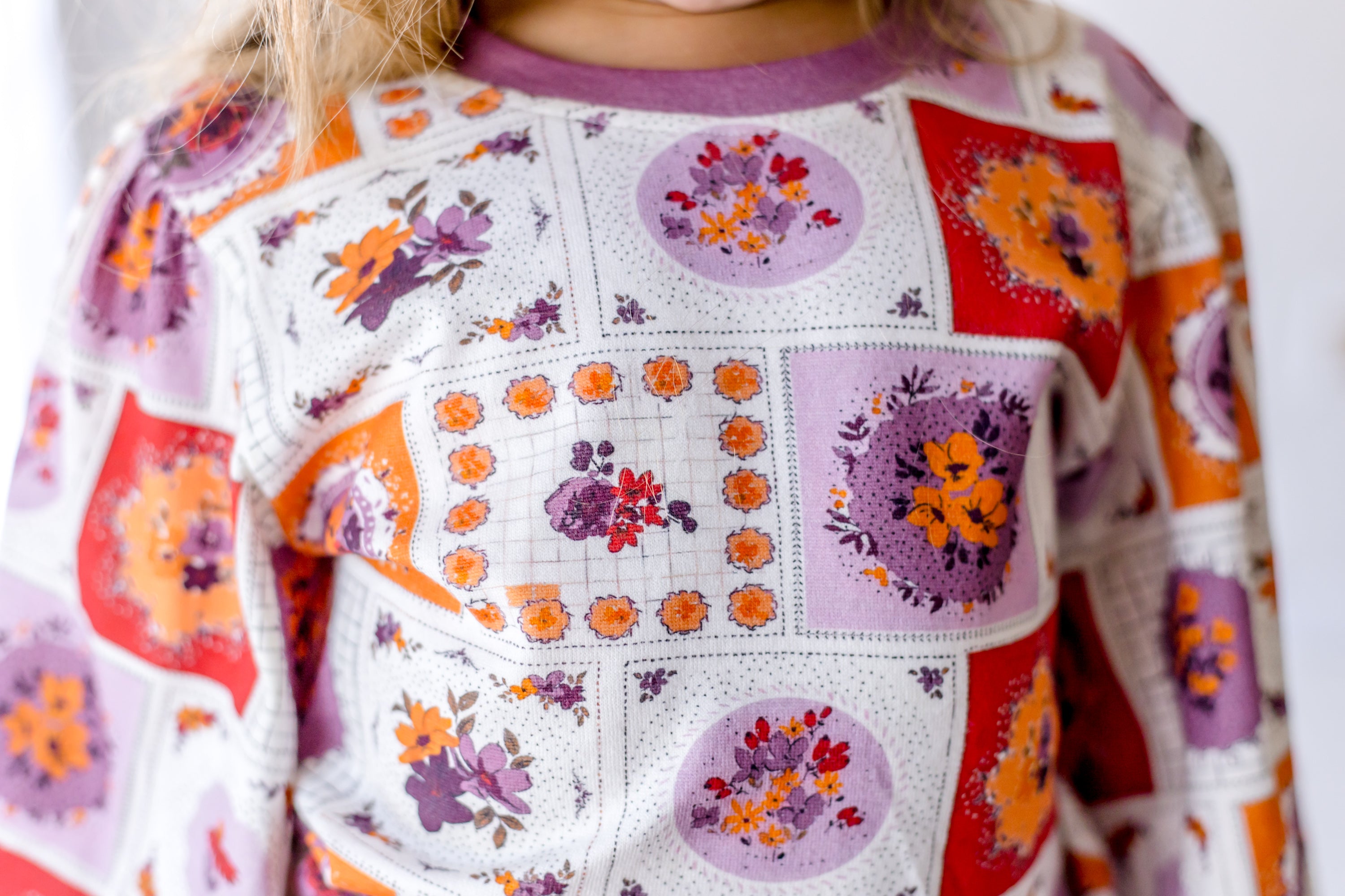 Opal Puff Sleeve Sweater -Patchwork Peonies