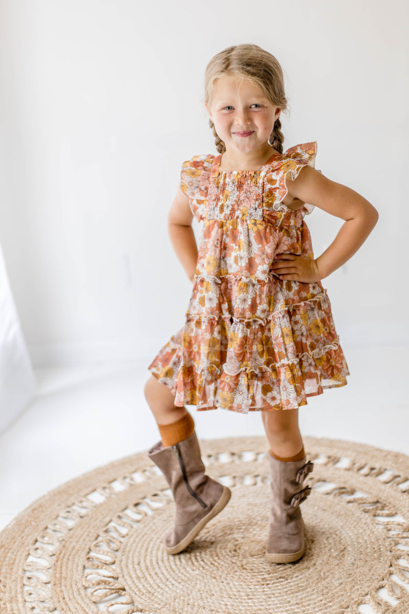 Brielle Shimmer Dress - Retro Blooms