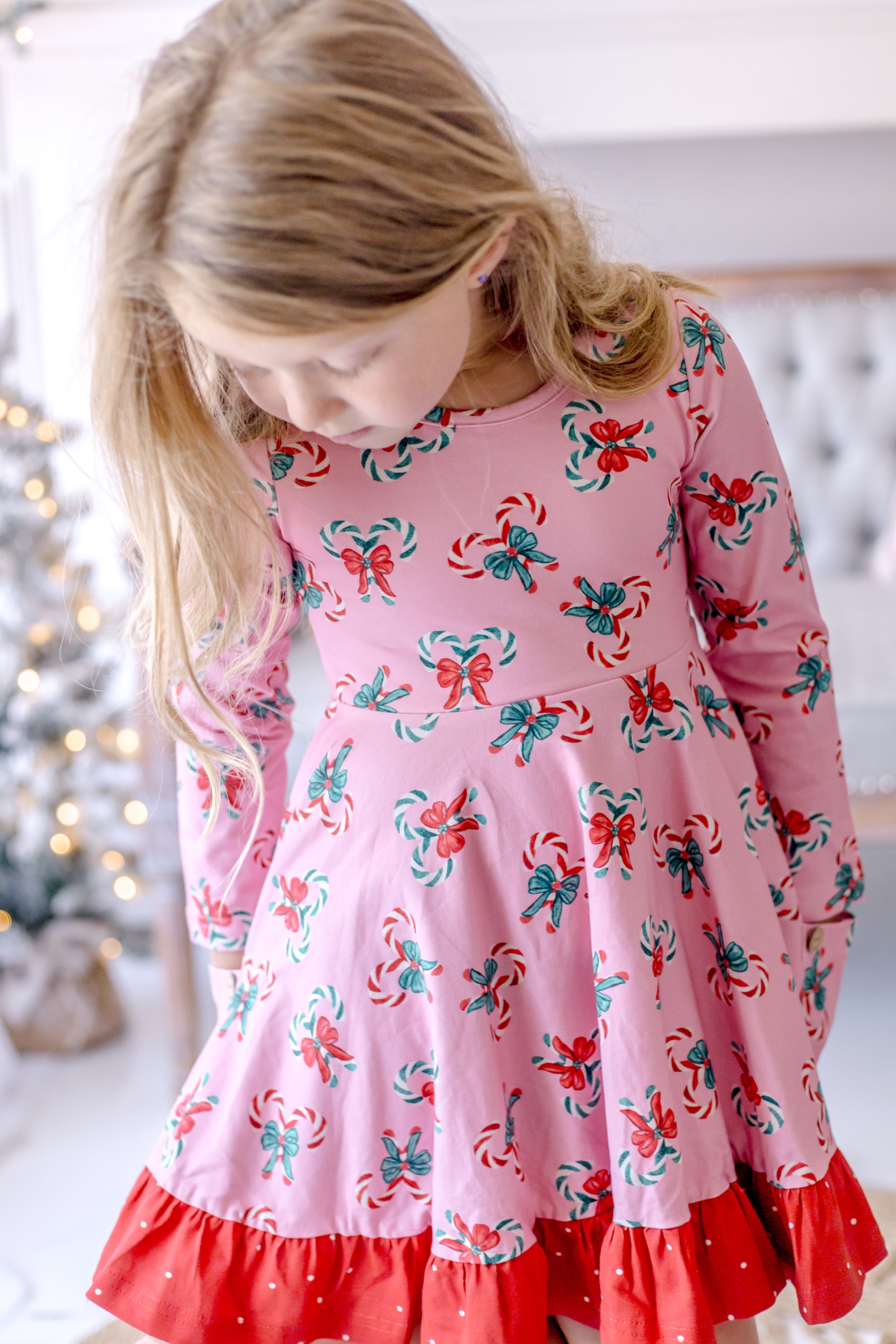 Elara Knit Dress - Pink Peppermint Charm