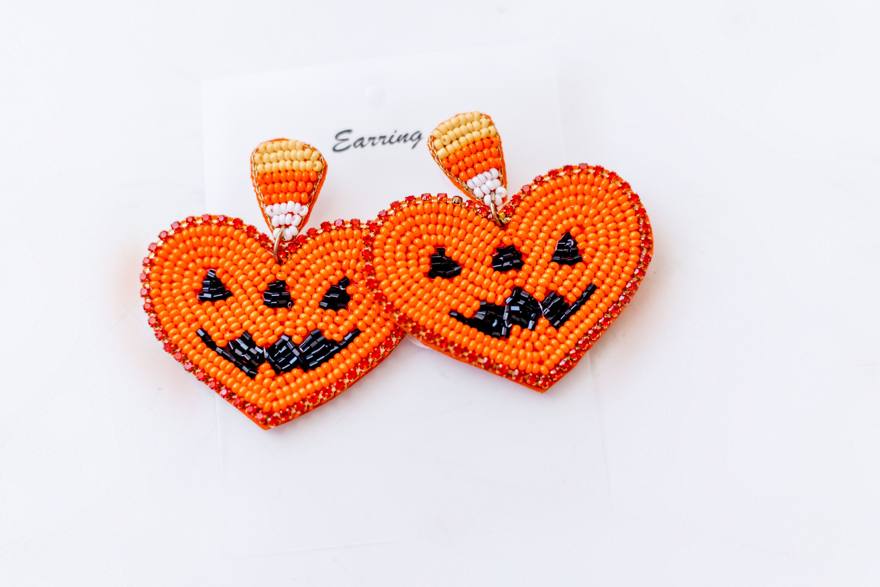 Beaded Earrings - Pumpkin Power