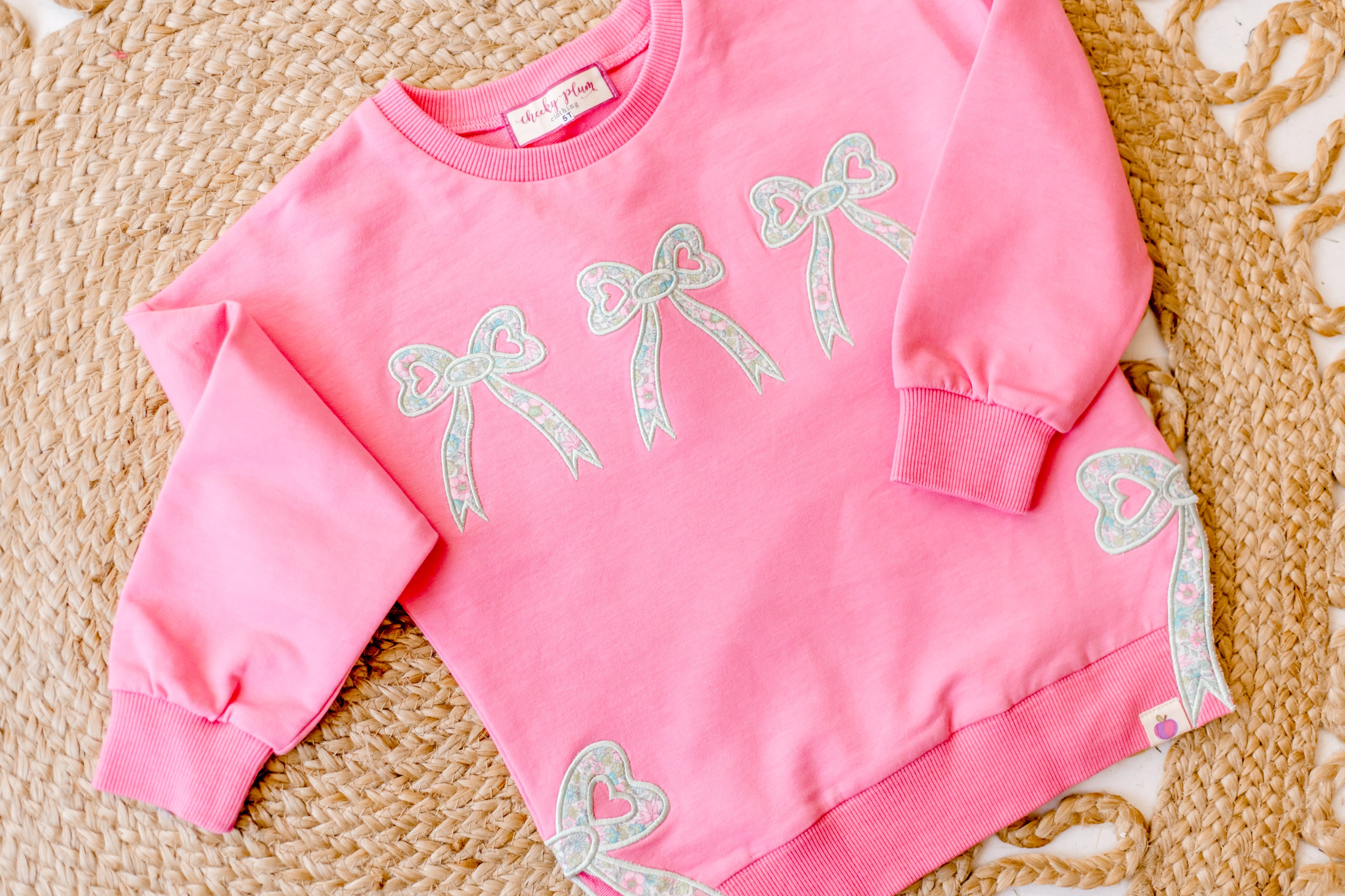 Women's Bow Applique Sweatshirt - Rose Water (Pre-Order)