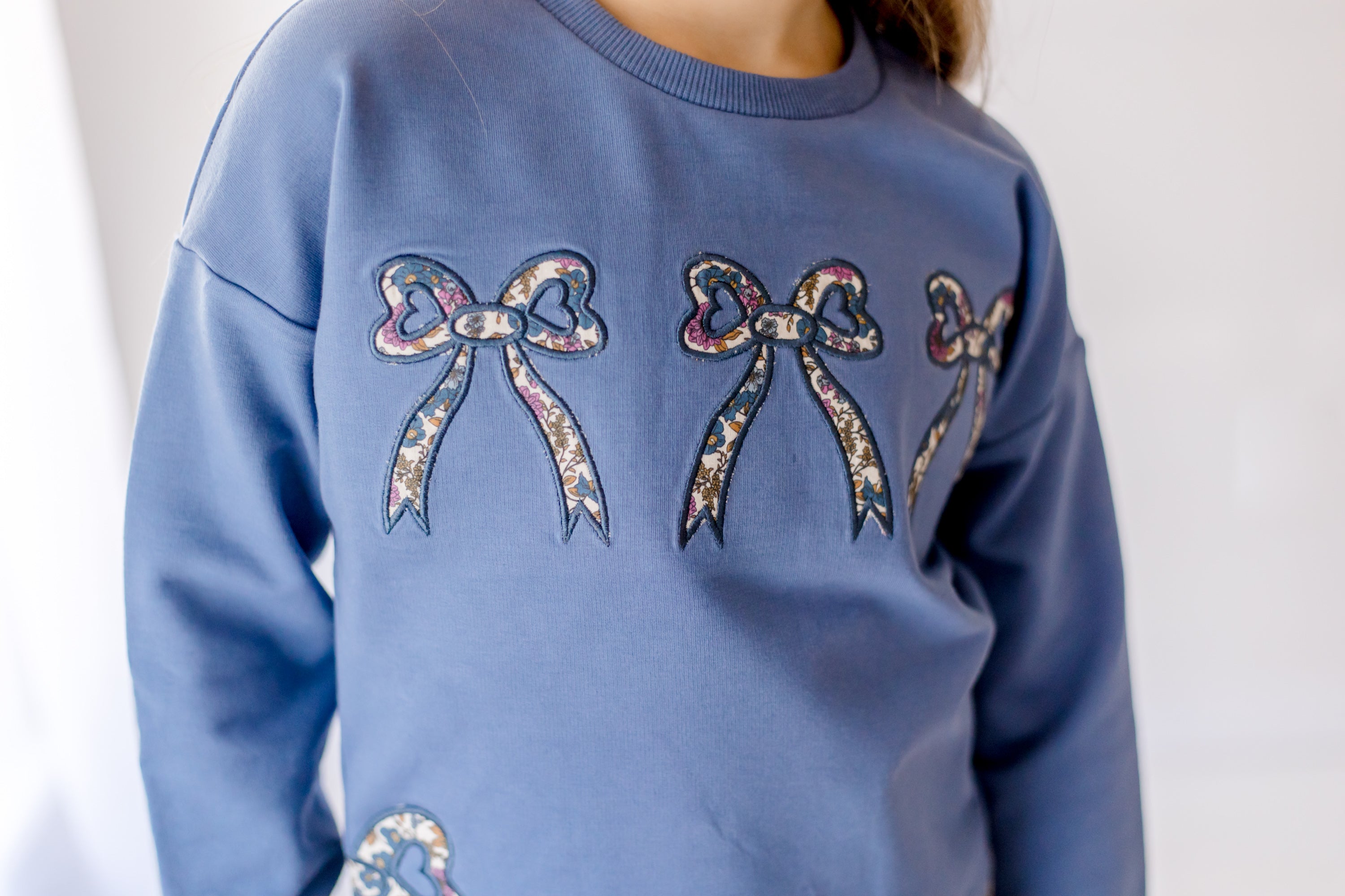 Bow Applique Sweater- Violet Fields (Pre-Order)