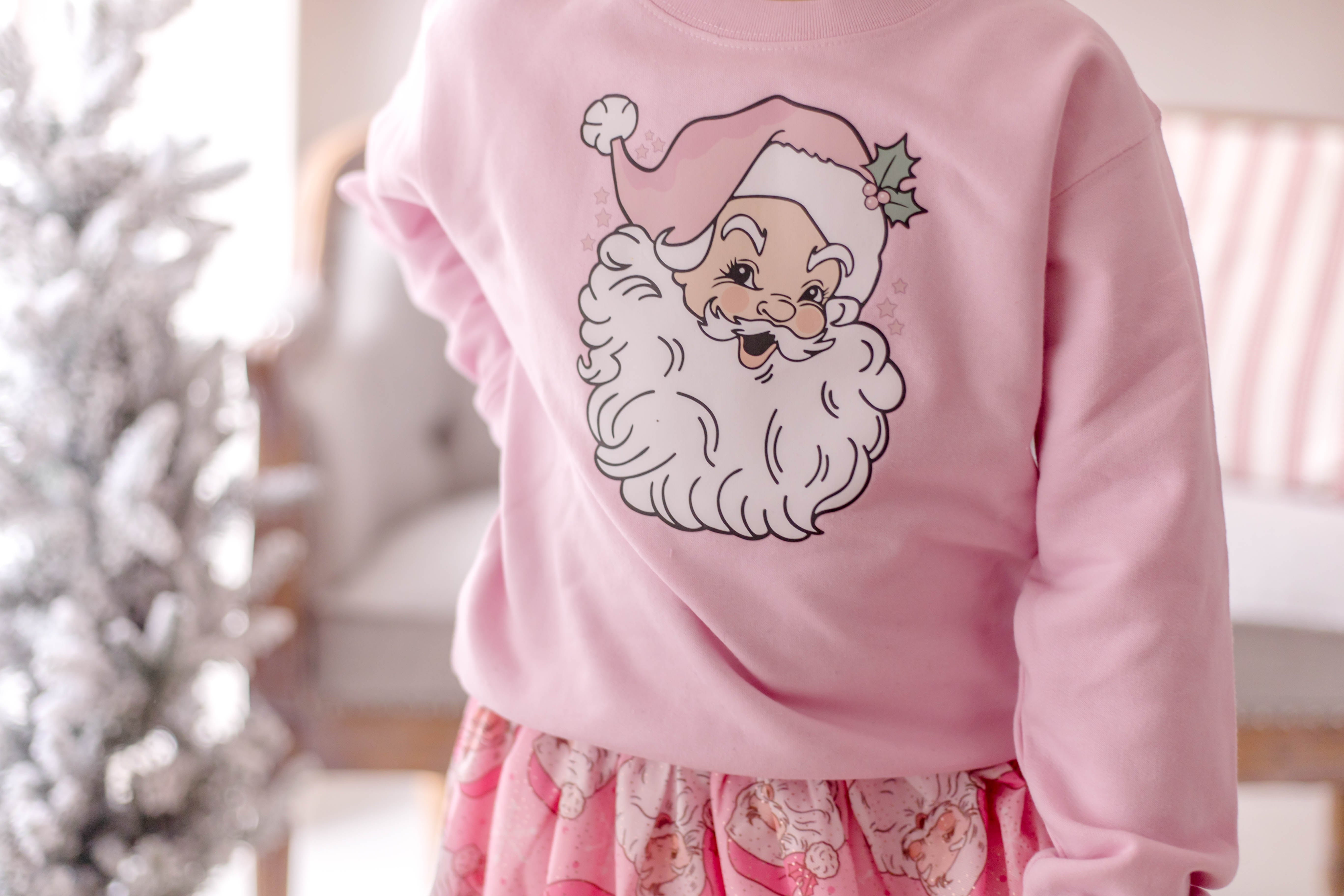 Retro Santa Christmas Sweatshirt - Pink