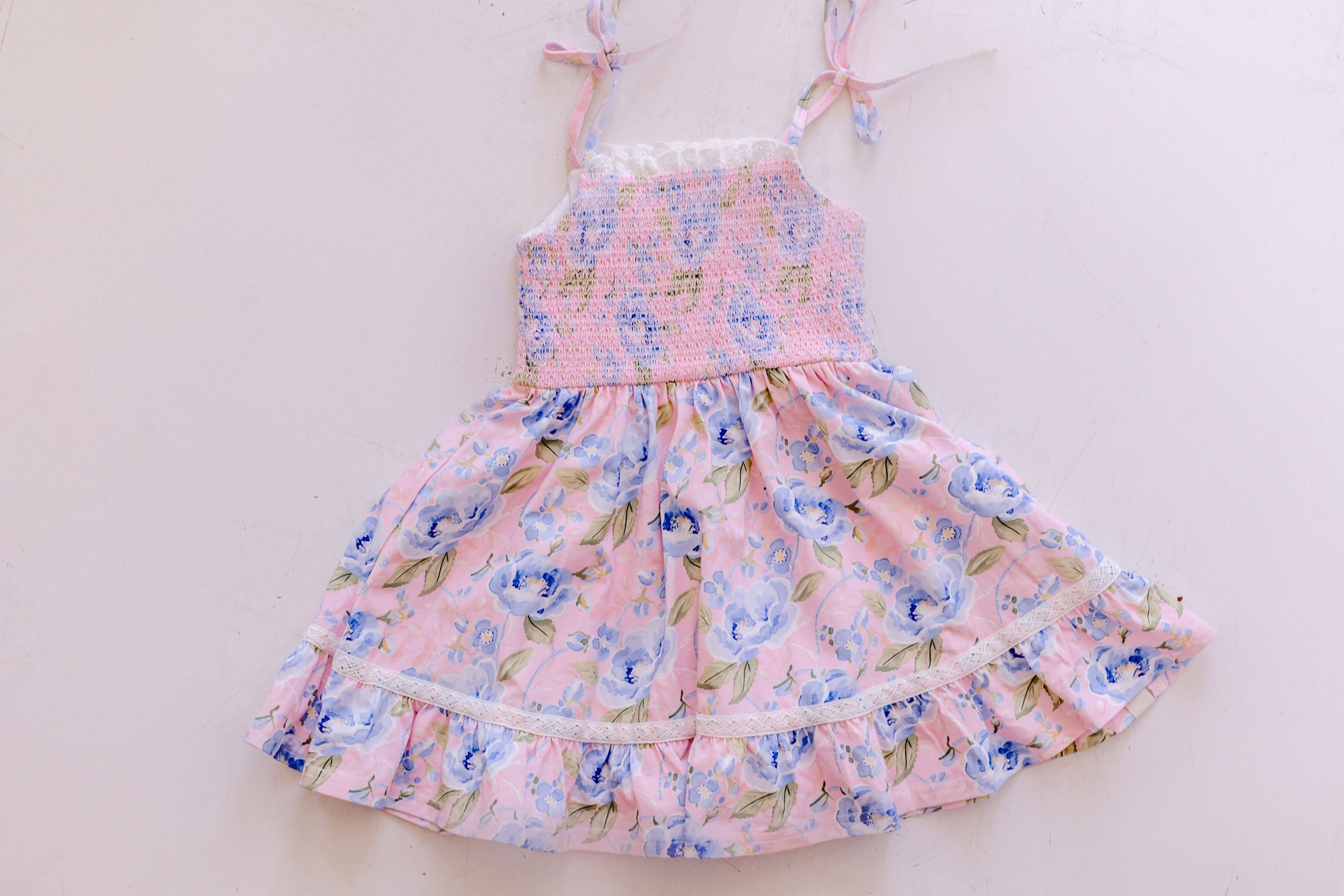 Elara Smocked Knit Dress - Blush & Bloom (Pre-Order)