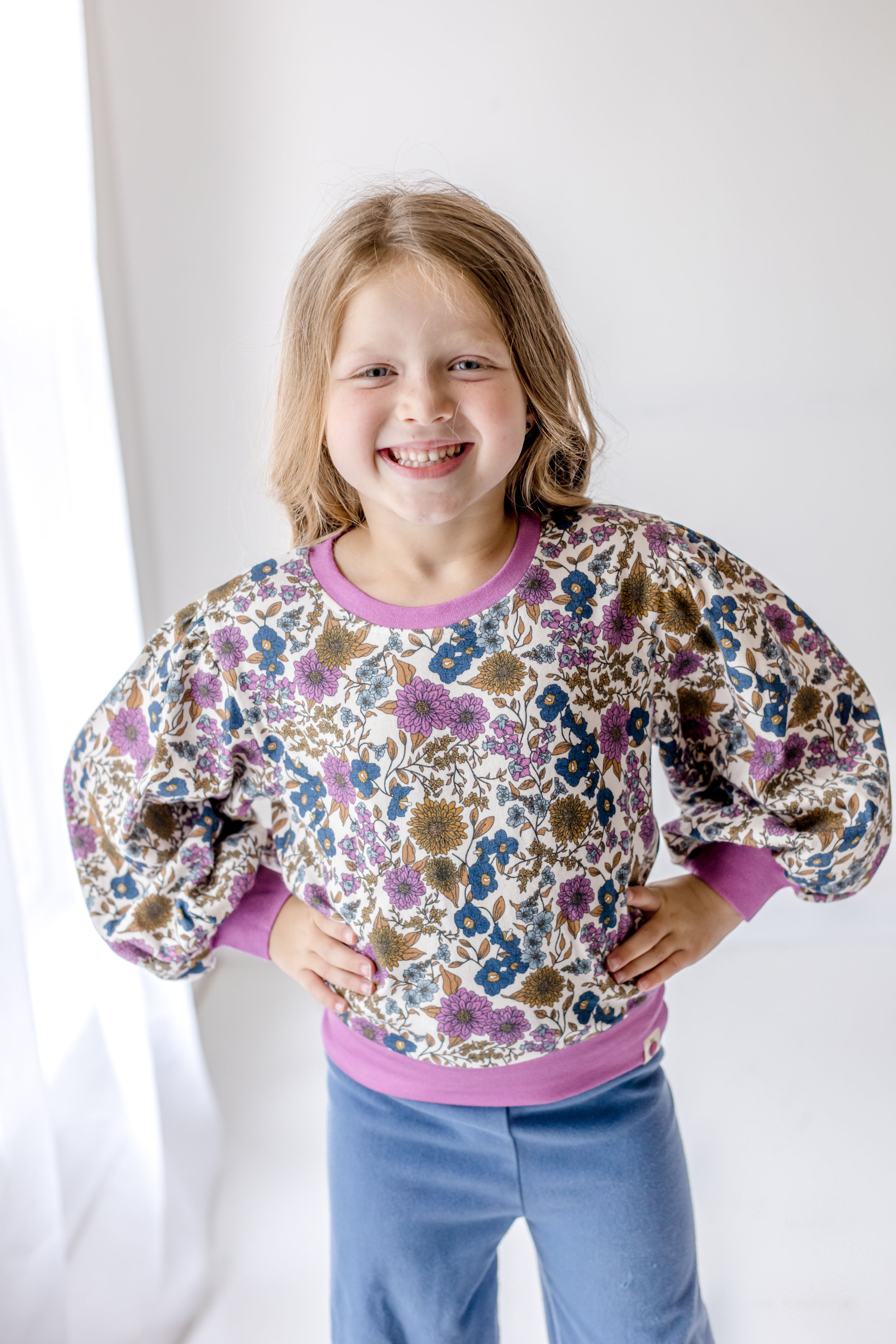 Opal Puff Sleeve Sweater -Violet Fields