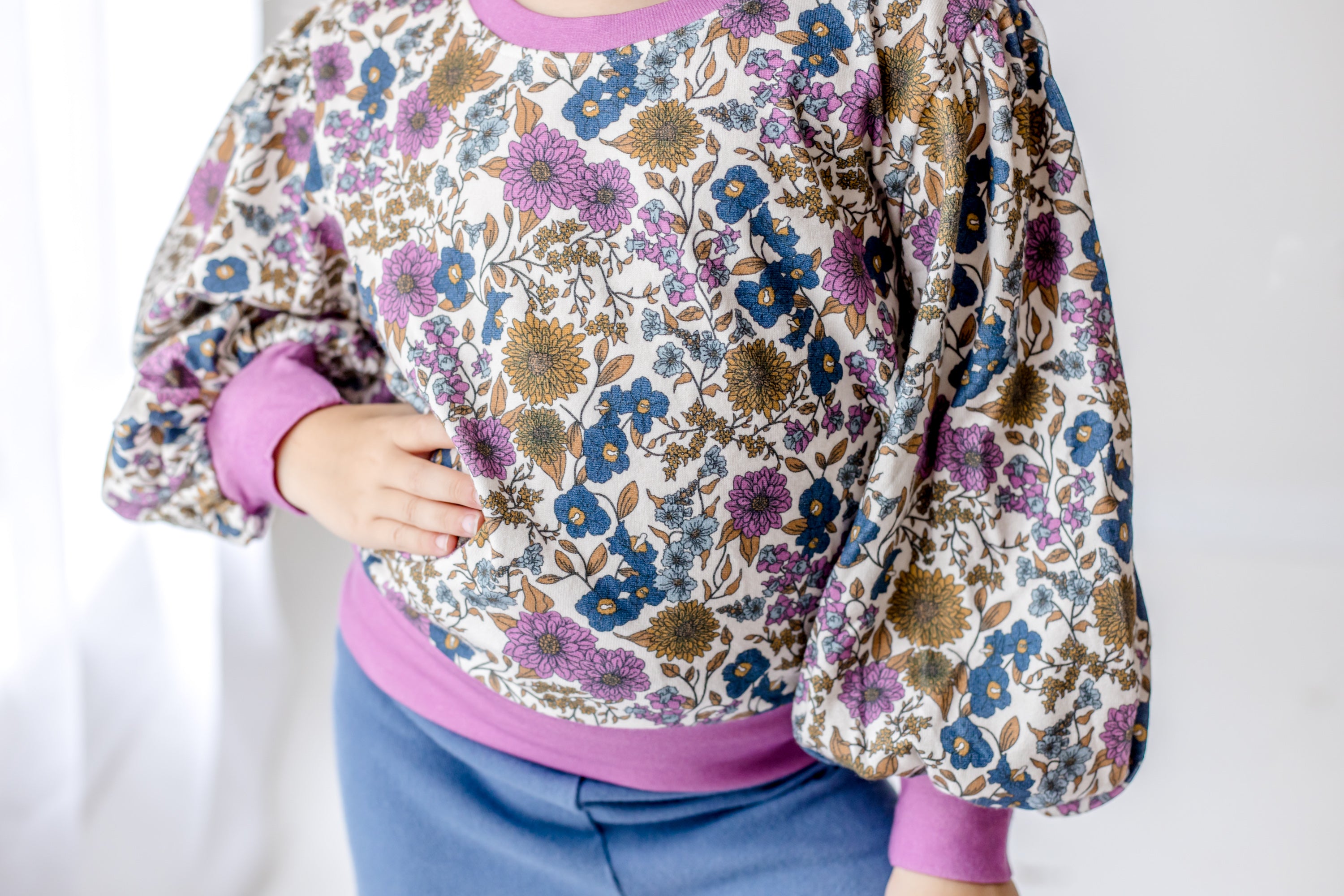 Opal Puff Sleeve Sweater -Violet Fields