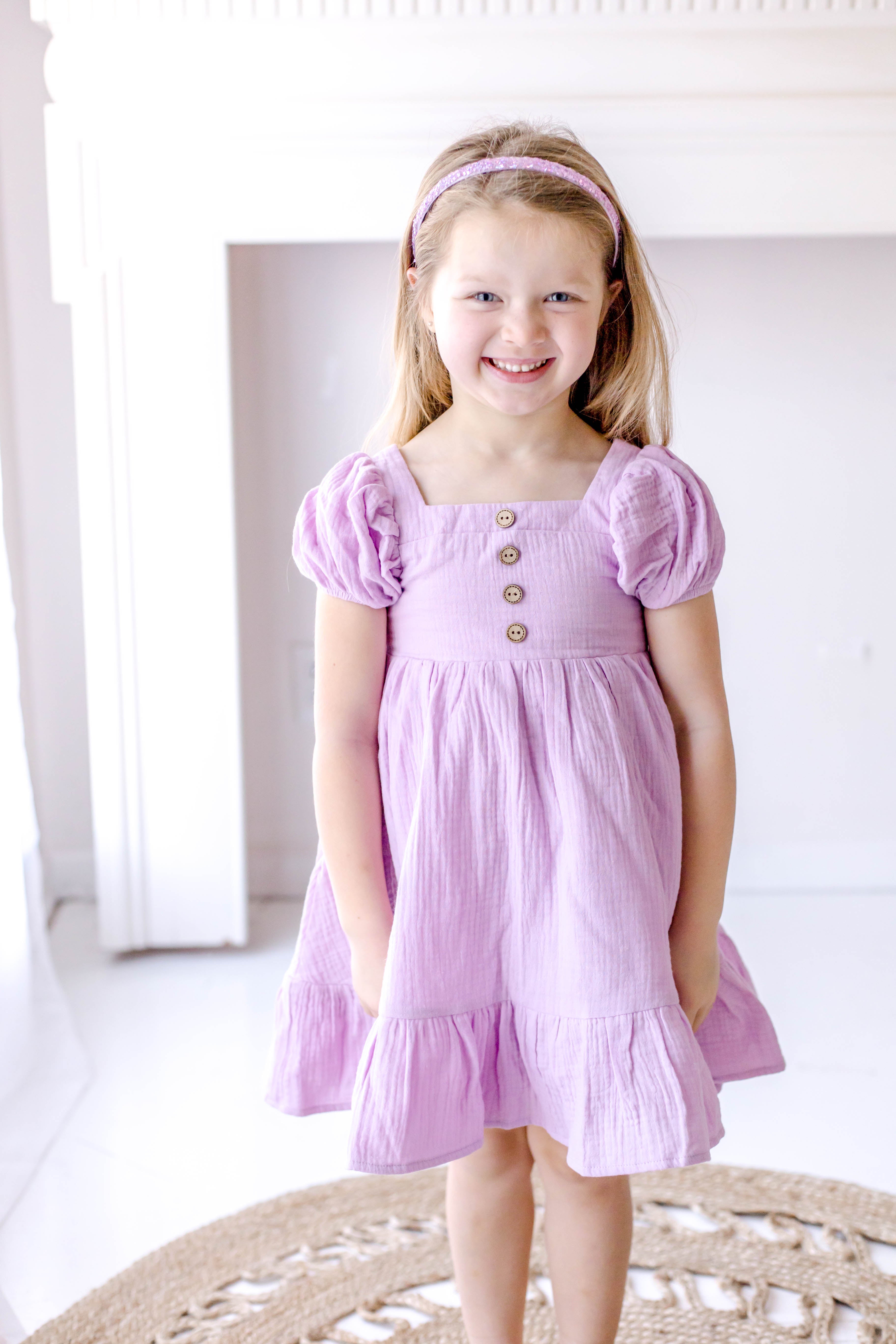Puff Sleeve Gauze Dress - Lush Lavender