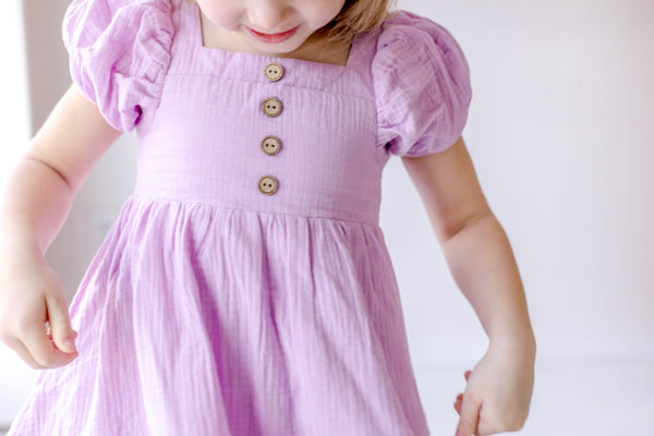 Puff Sleeve Gauze Dress - Lush Lavender (Pre-Order)
