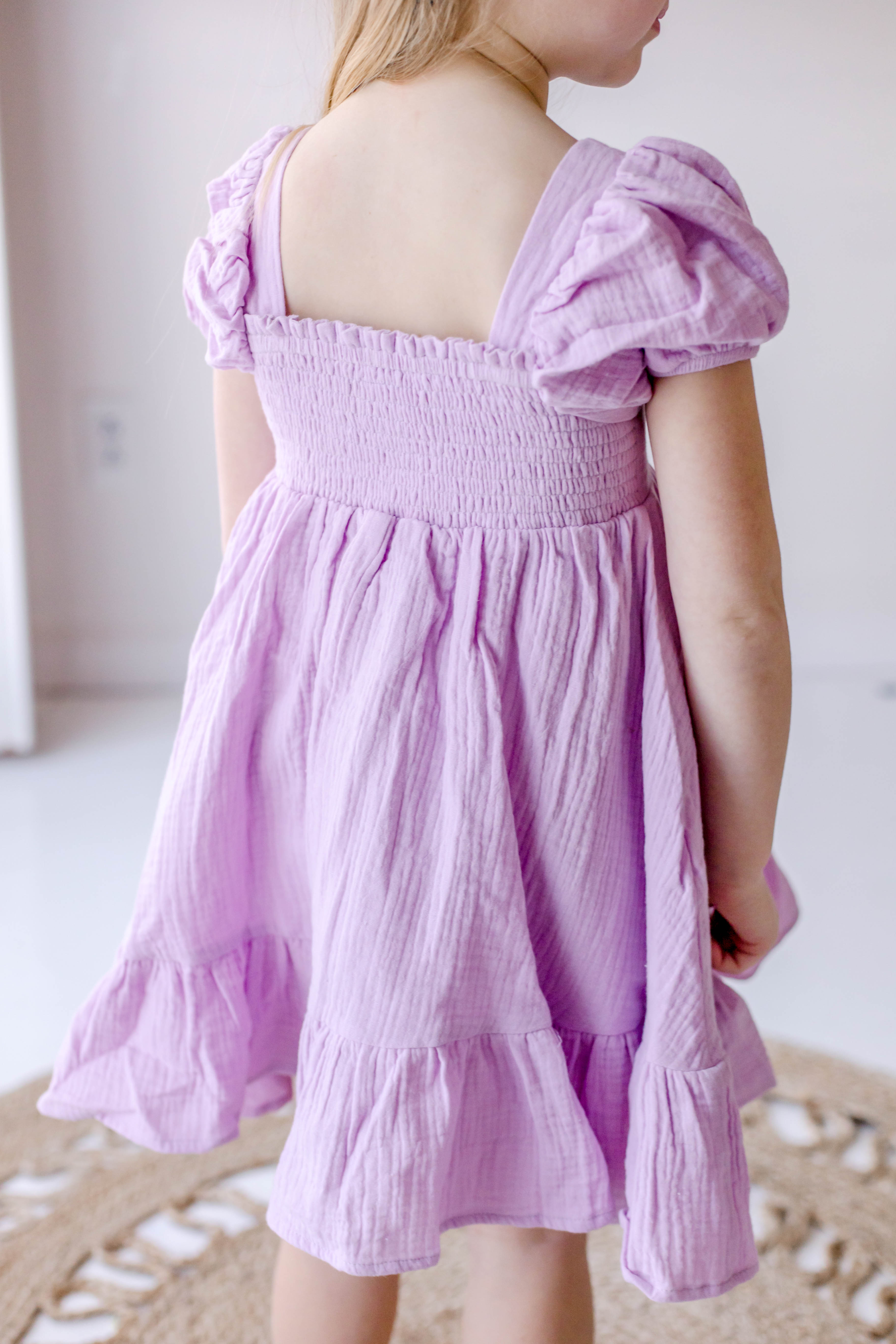 Puff Sleeve Gauze Dress - Lush Lavender