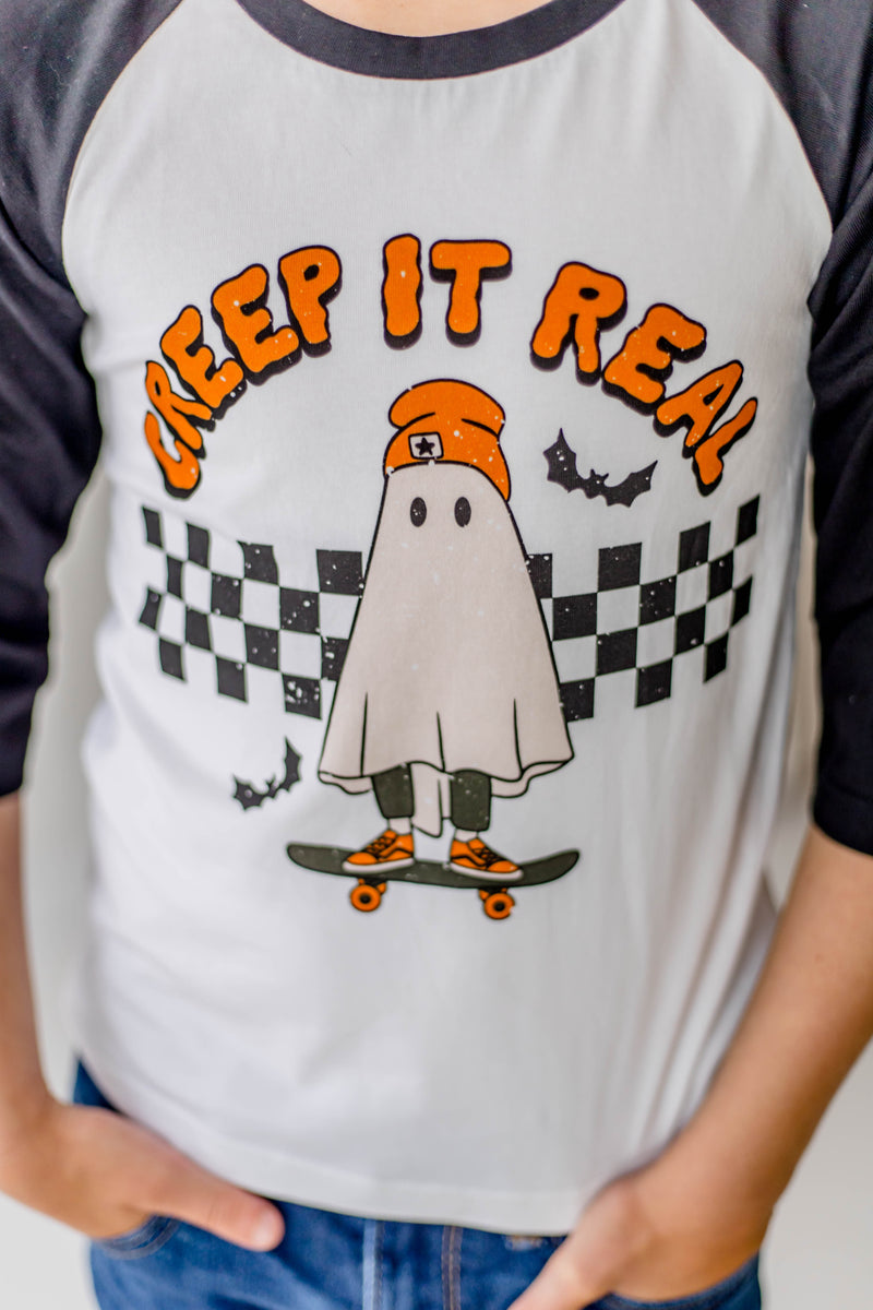  Ghost Halloween Girls' Ruffle Neck T-Shirt