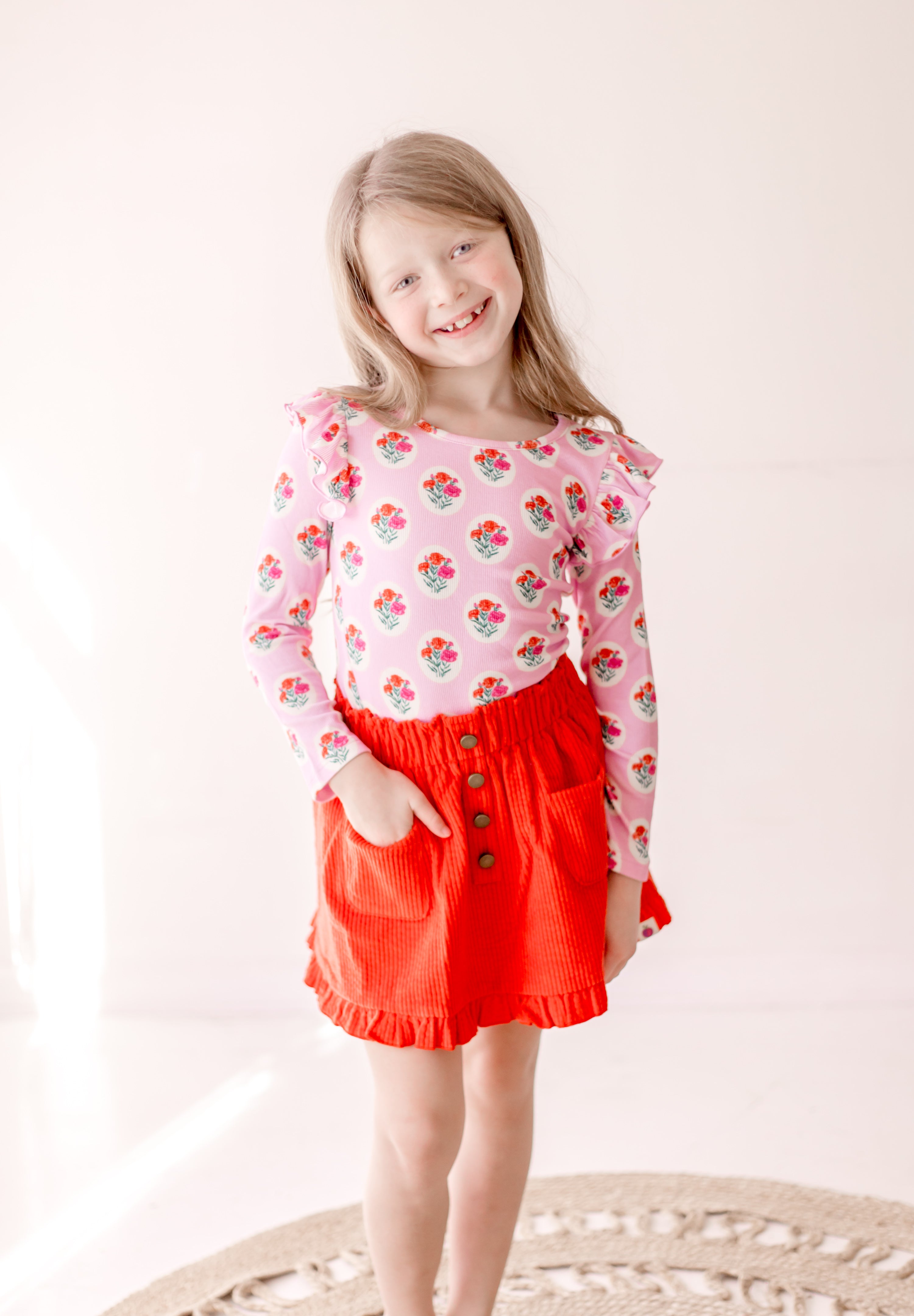 Ribbed Ruffle Top - Berry Sweet