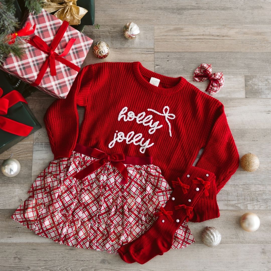 Sweet Wink Knit Sweater - Holly Jolly Bow