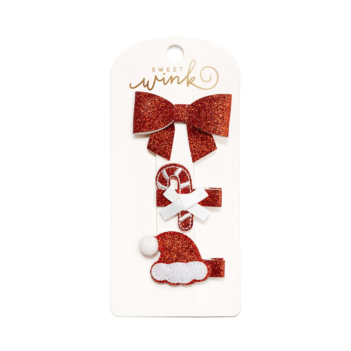 Sweet Wink Hair Clip Set - Candy Cane Cutie