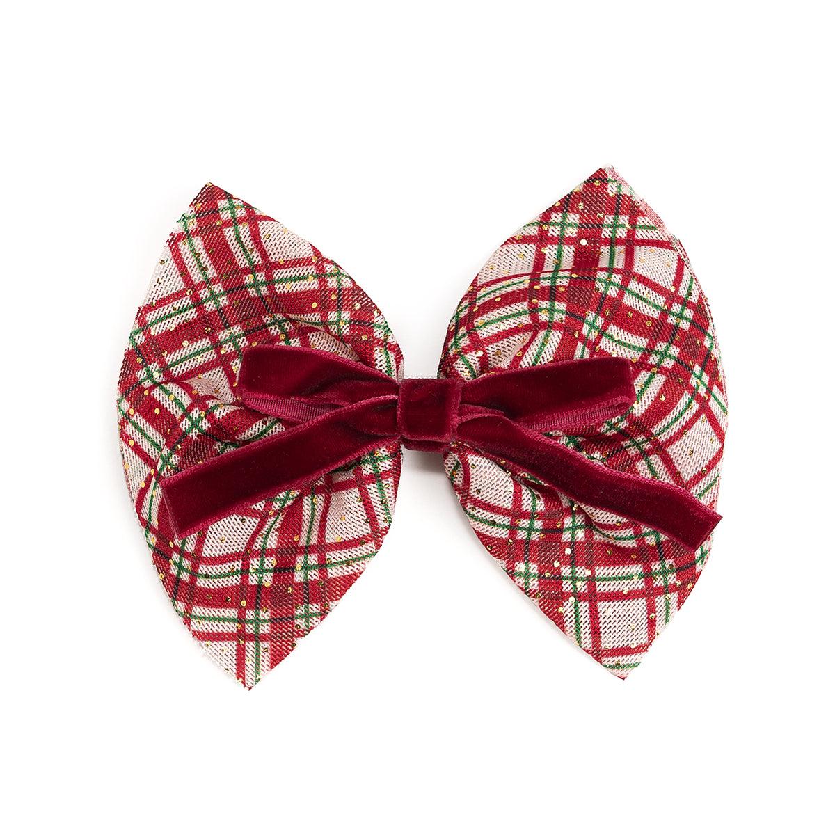 Sweet Wink Hair Clip - Christmas Plaid Layered Bow