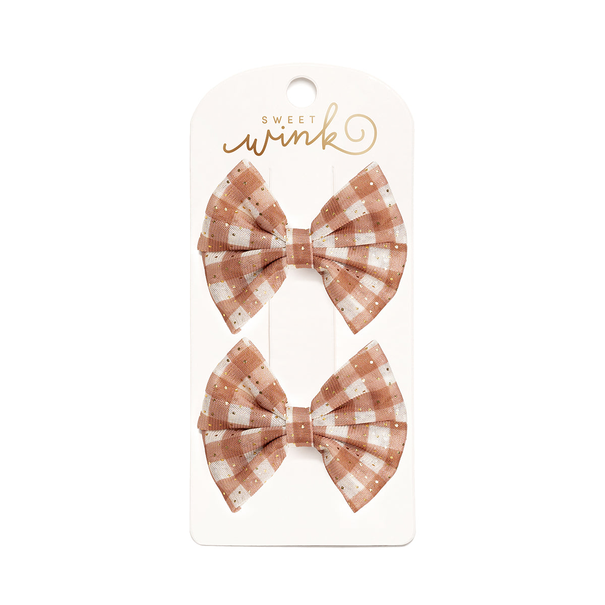 Sweet Wink Gingham - Printed Tulle Bow Clip Set