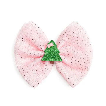 Sweet Wink Hair Clip - Christmas Tree Tulle Bow