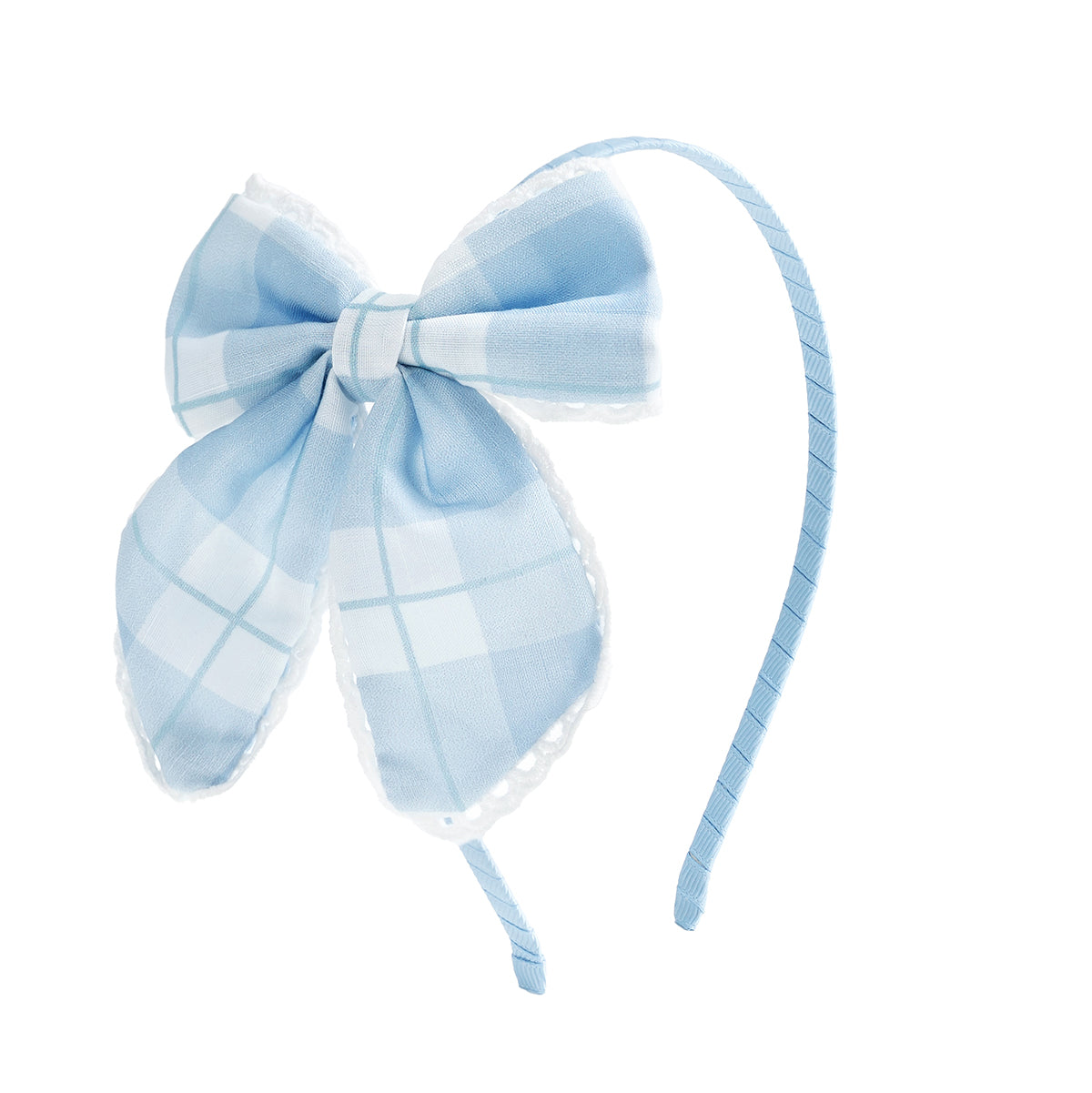 Sweet Wink Headband - Blue Plaid Bow