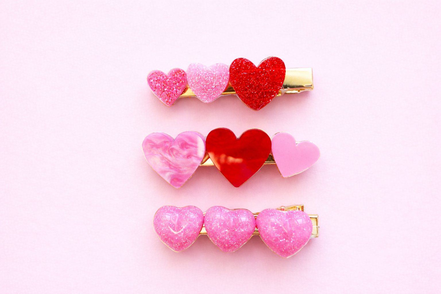 Heart Sparkles Hair Clip Set