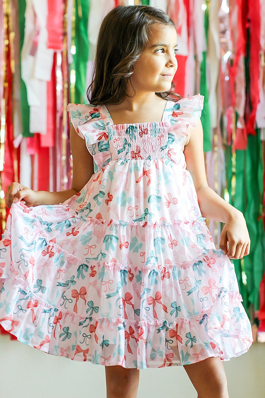 Brielle Shimmer Dress - Peppermint Ribbons (Pre-Order)