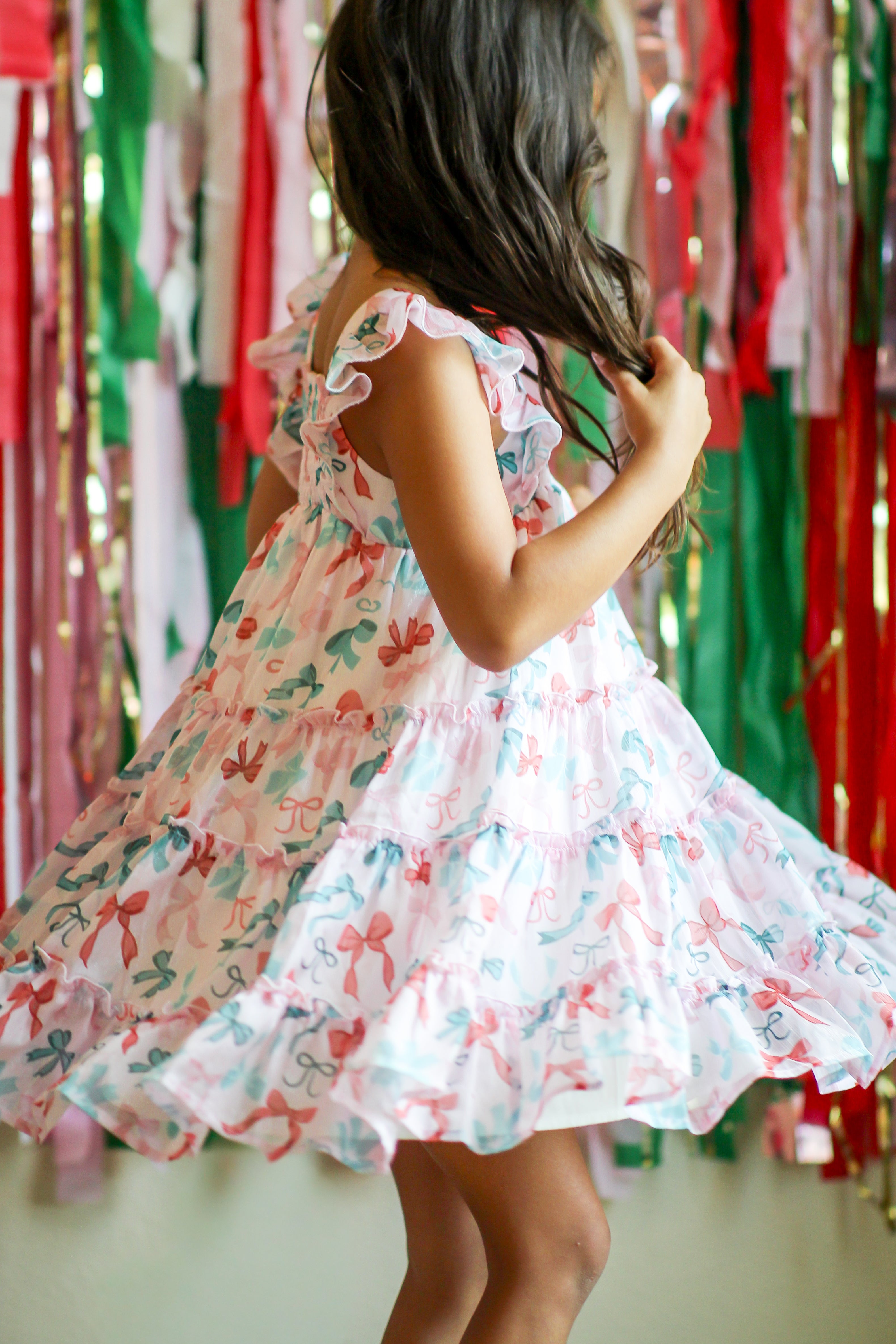 Brielle Shimmer Dress - Peppermint Ribbons (Pre-Order)
