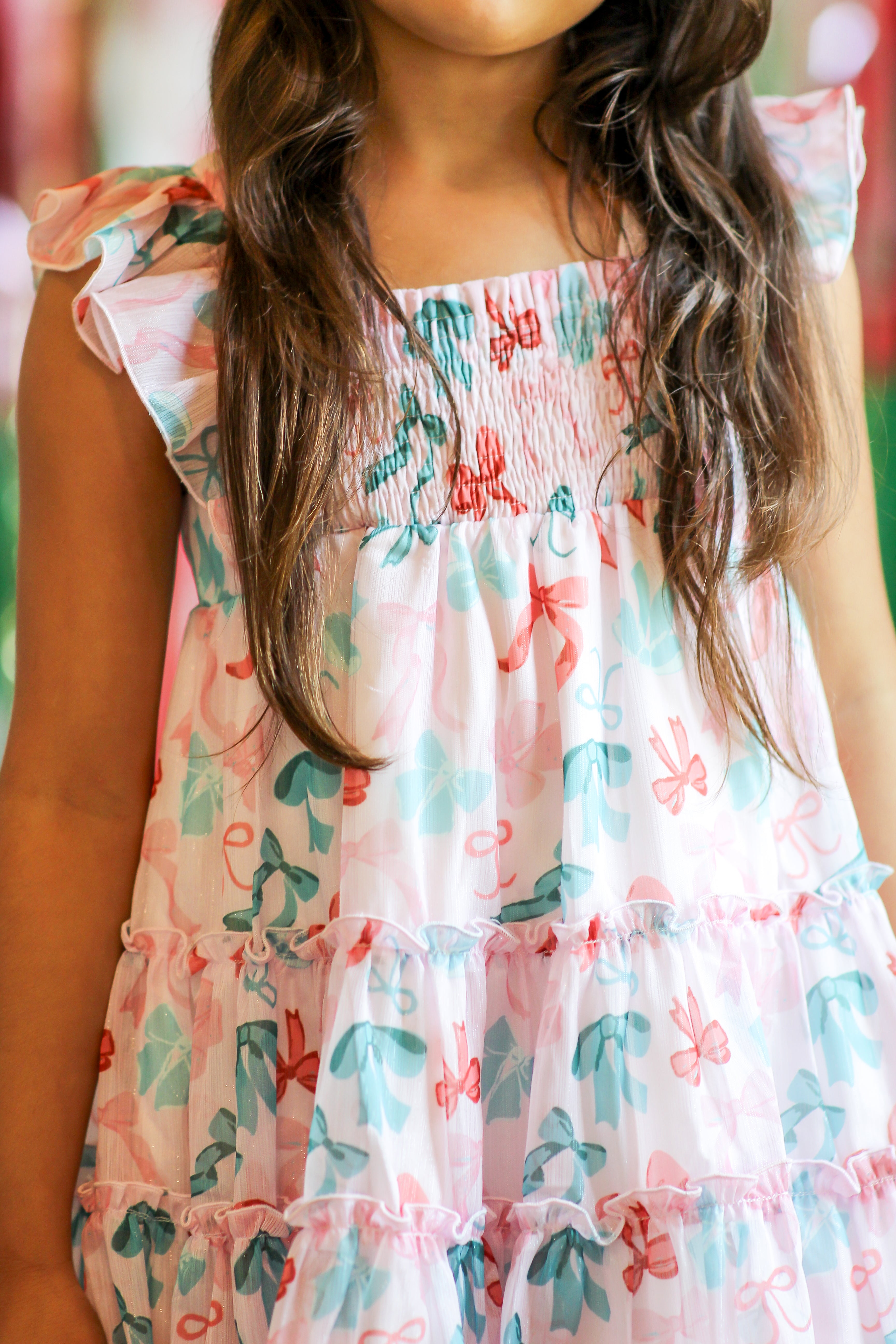 Brielle Shimmer Dress - Peppermint Ribbons (Pre-Order)