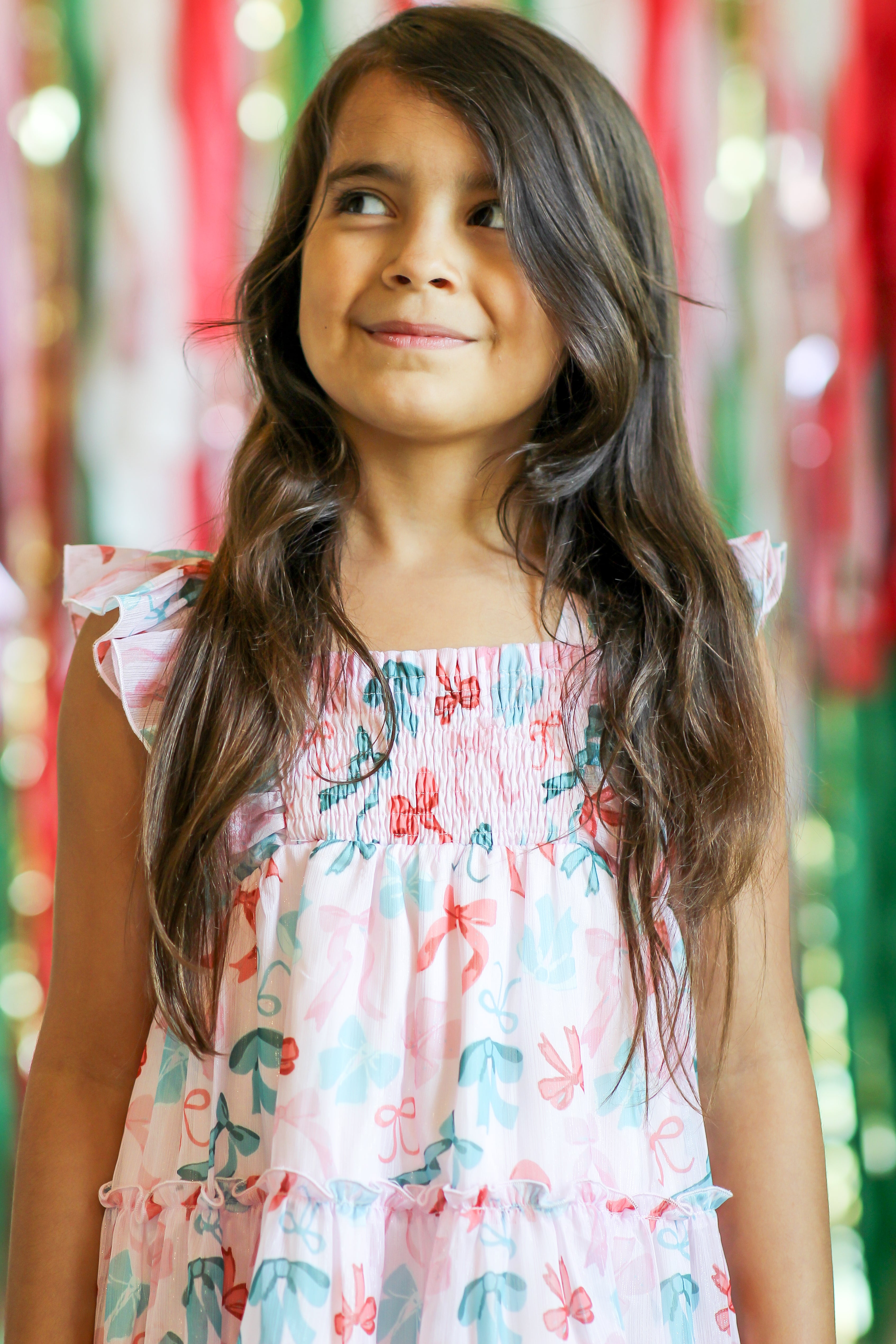 Brielle Shimmer Dress - Peppermint Ribbons (Pre-Order)