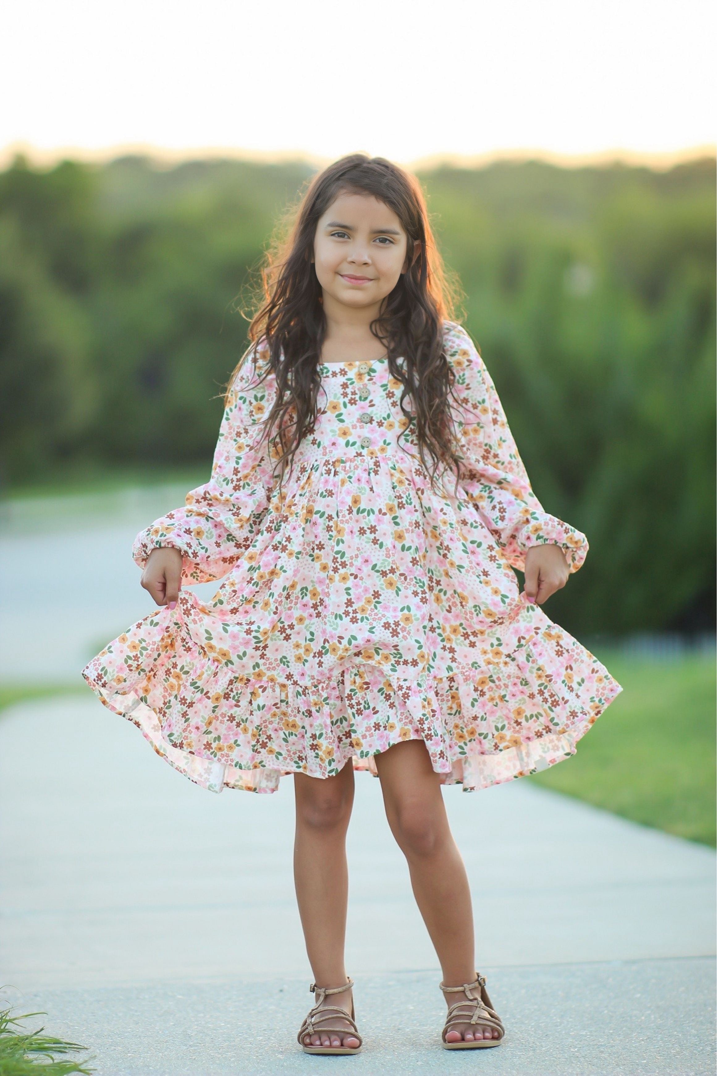 Puff Sleeve Gauze Dress - Hopscotch (Pre-Order)