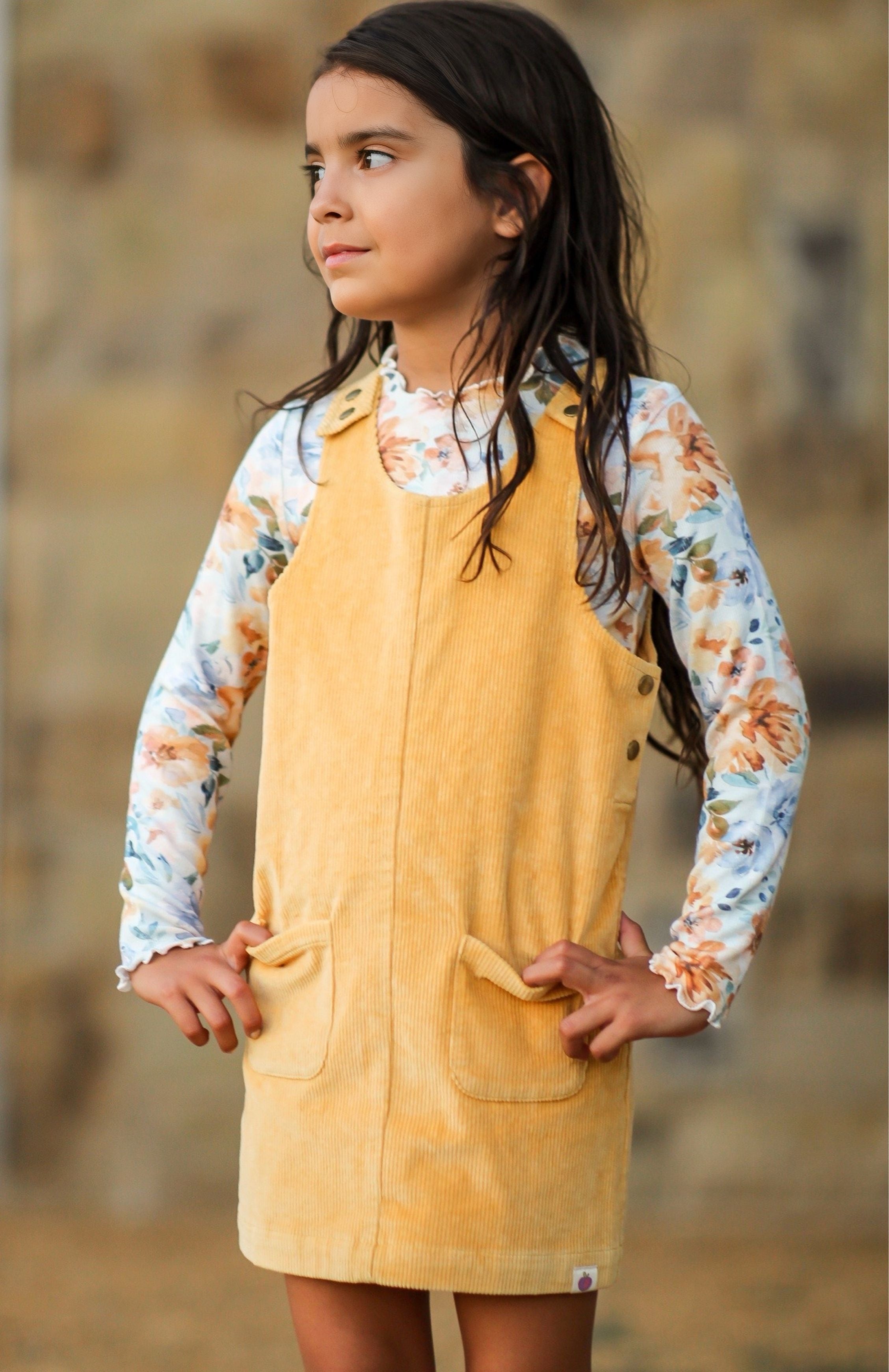 Parker Corduroy Jumper Set -Azure & Amber (Pre-Order)