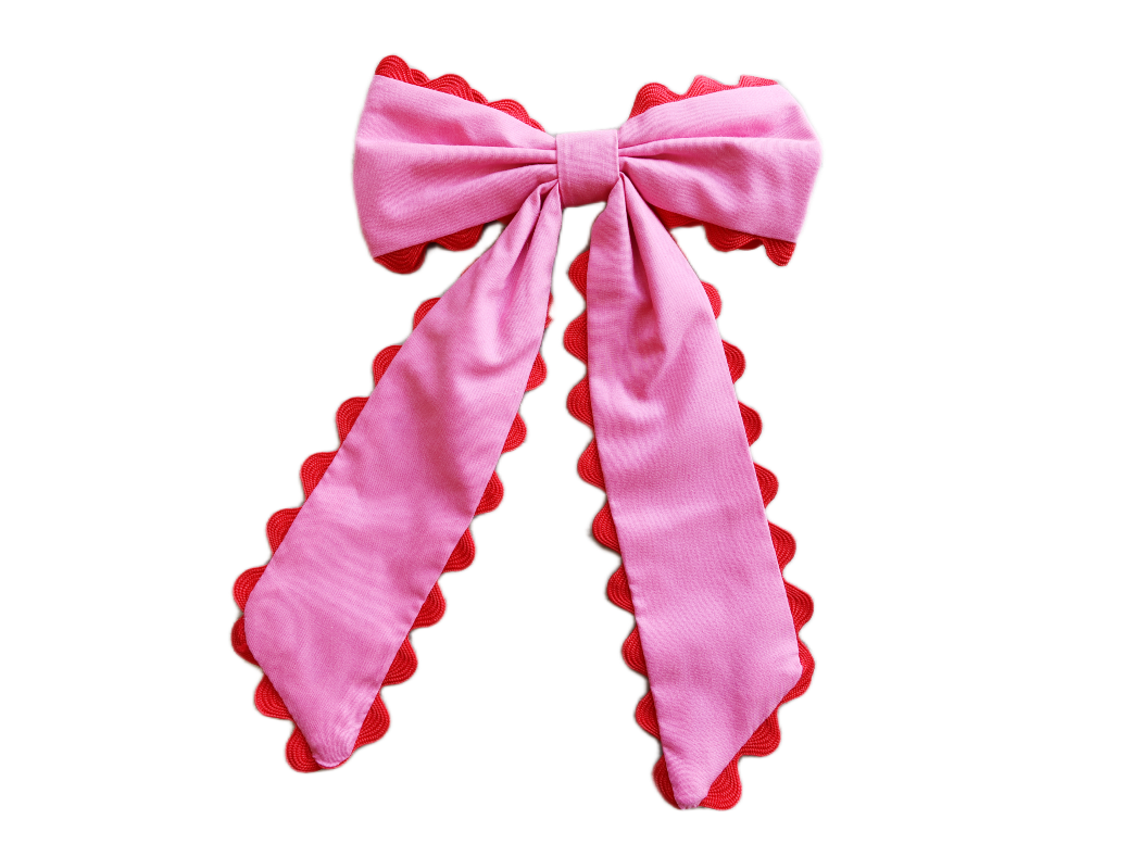 Ruffle Trim Hair Bow - Sweet Pea