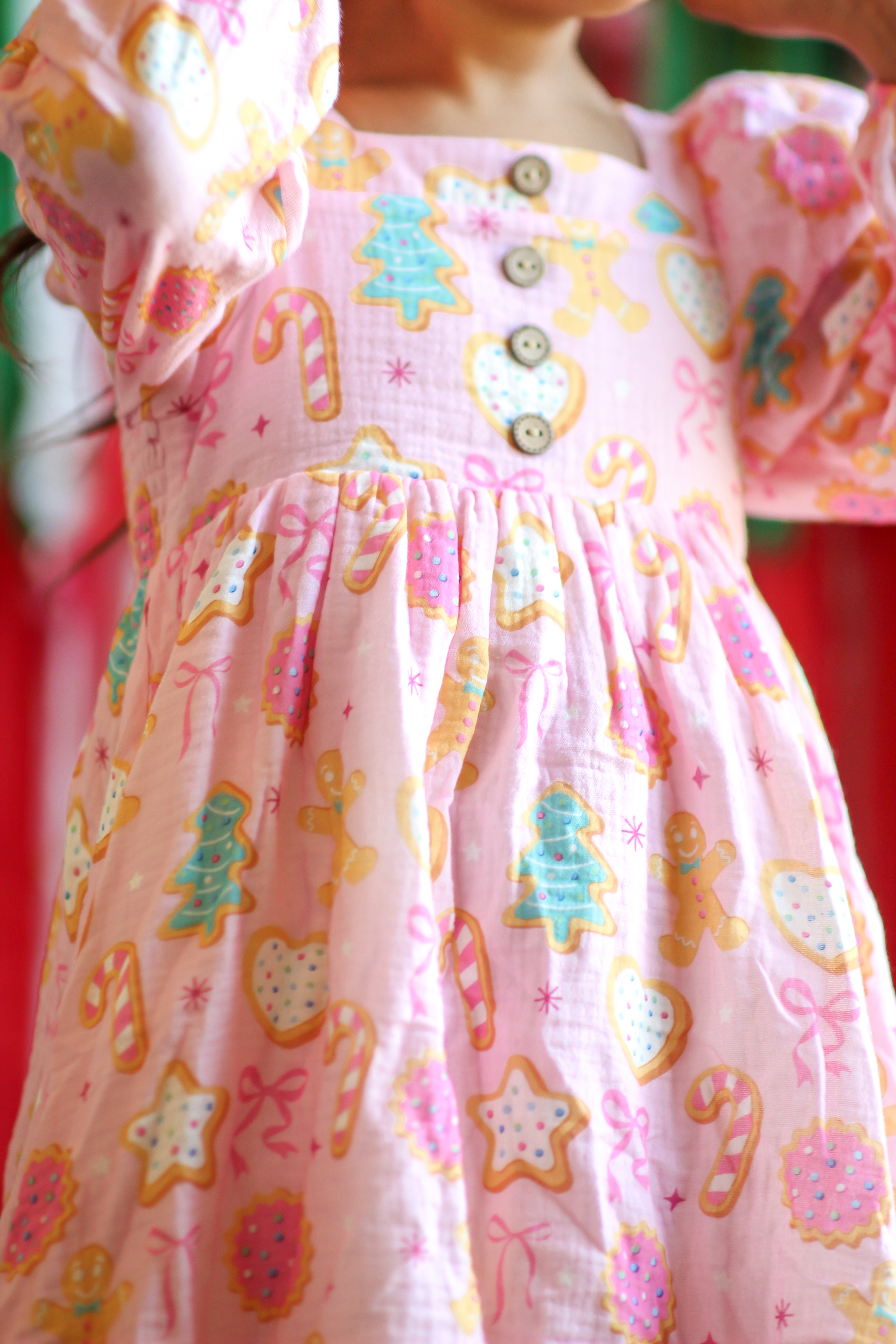 Puff Sleeve Gauze Dress - Ginger Canes (Pre-Order)