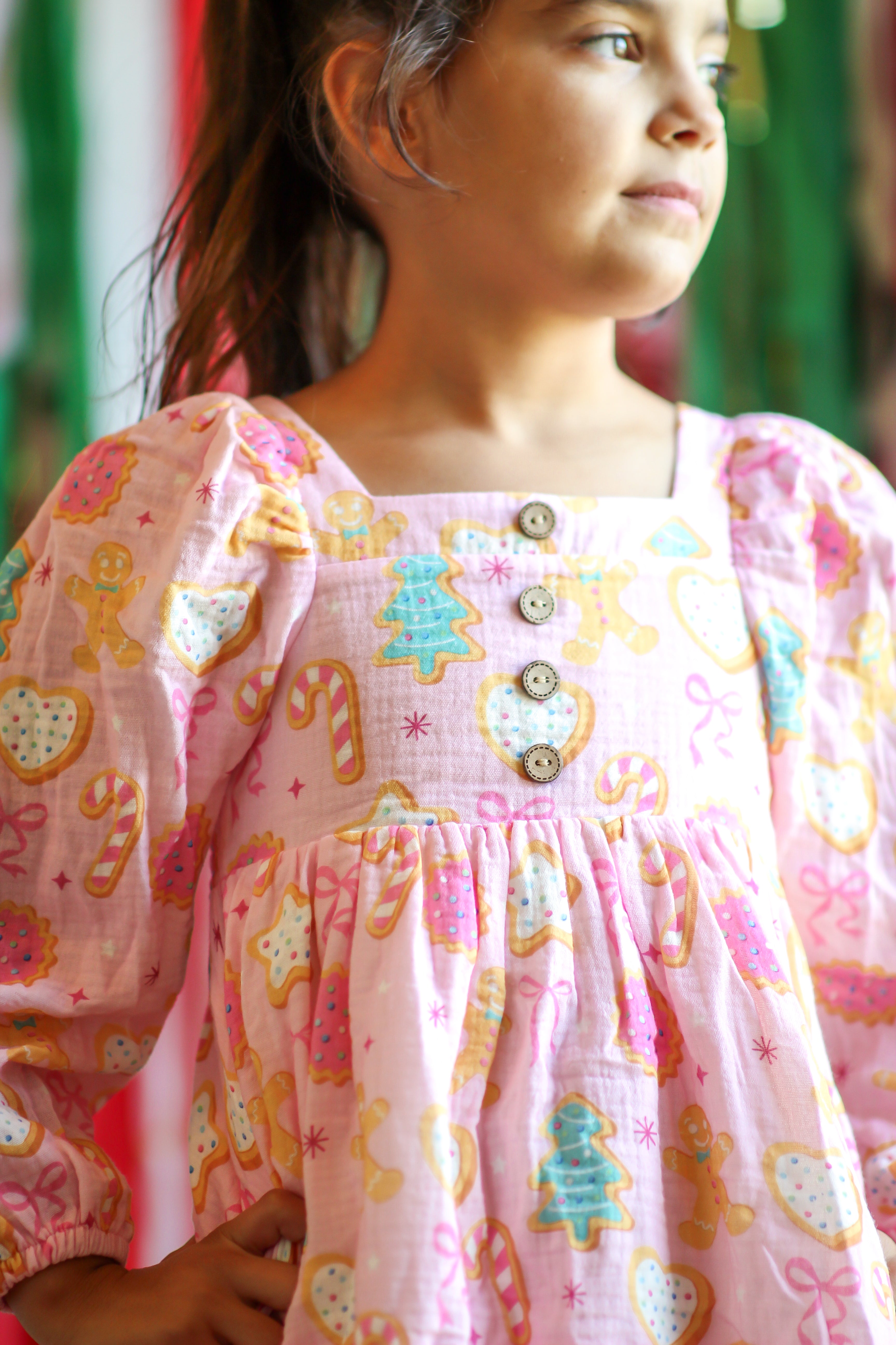 Puff Sleeve Gauze Dress - Ginger Canes (Pre-Order)