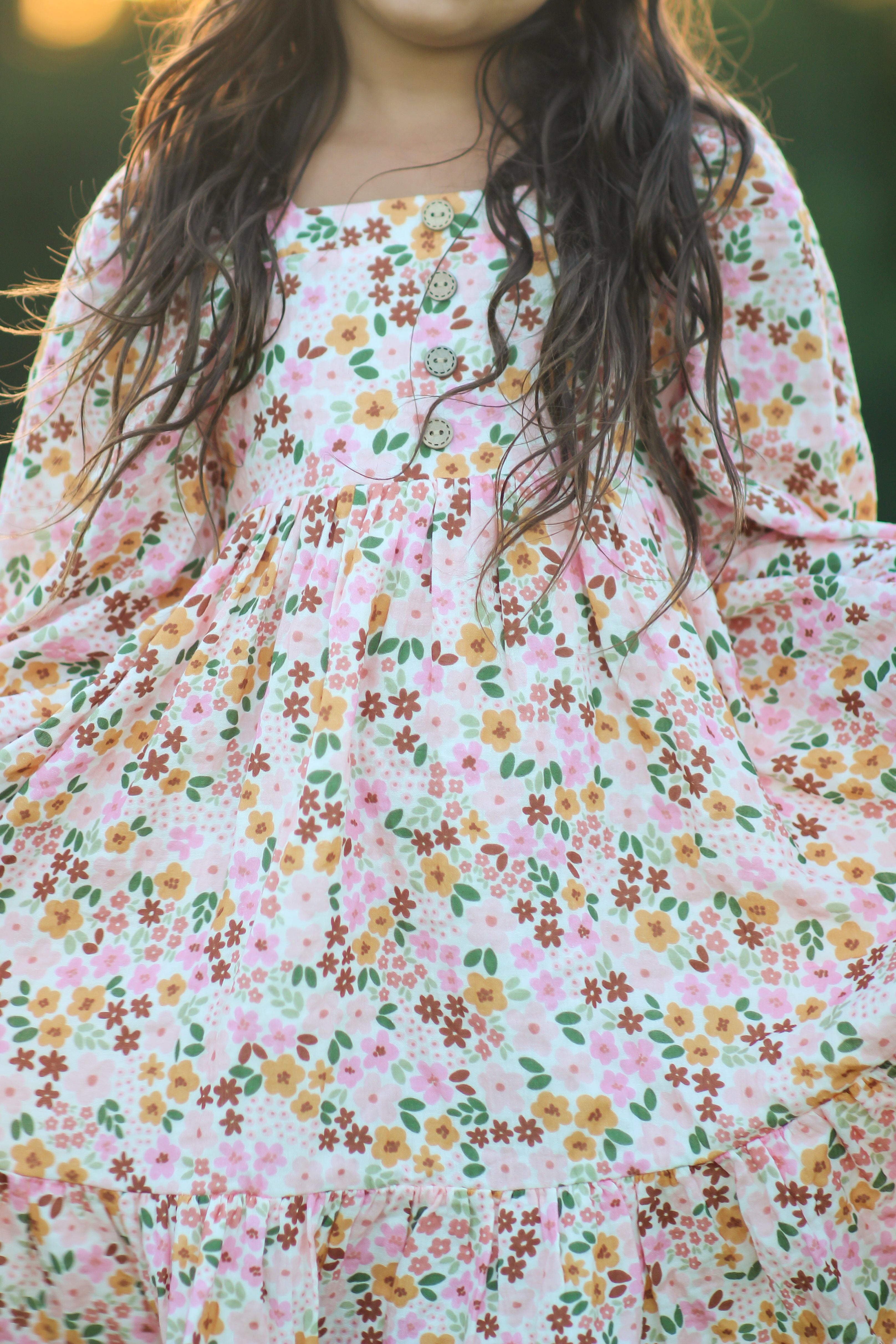 Puff Sleeve Gauze Dress - Hopscotch (Pre-Order)