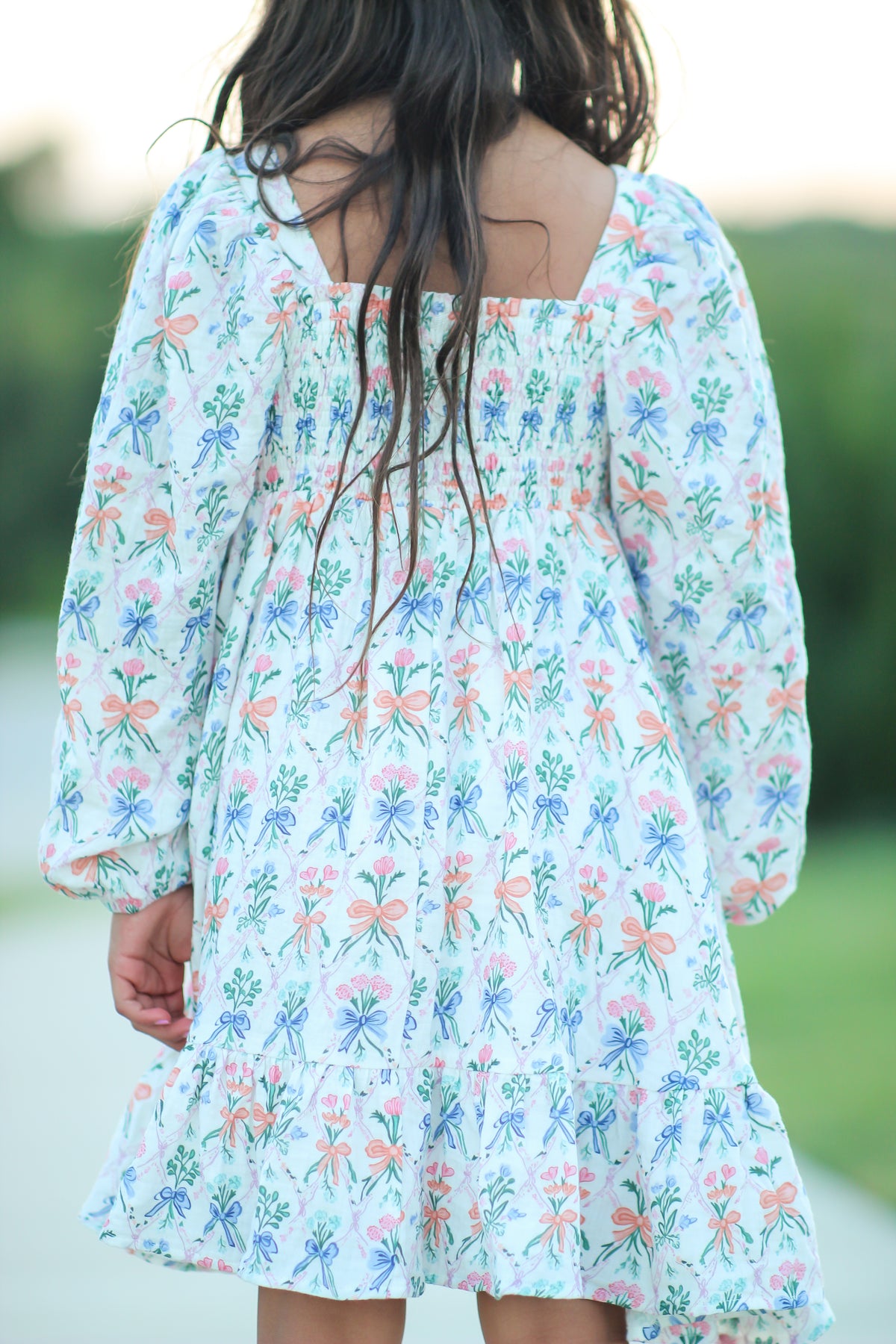 Puff Sleeve Gauze Dress - Ribboned Wildflowers