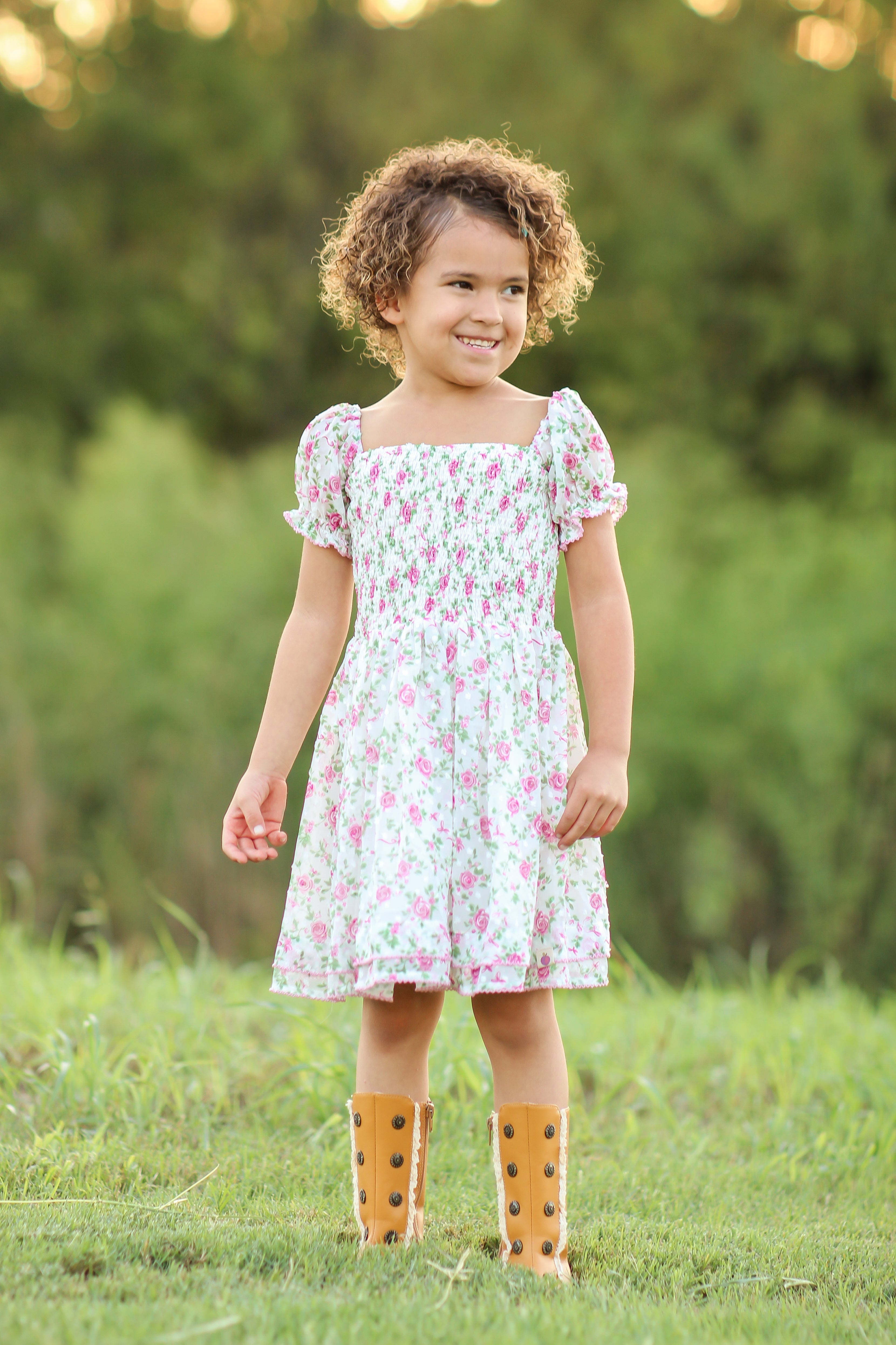 Brielle Shimmer Dress - Forever Florals
